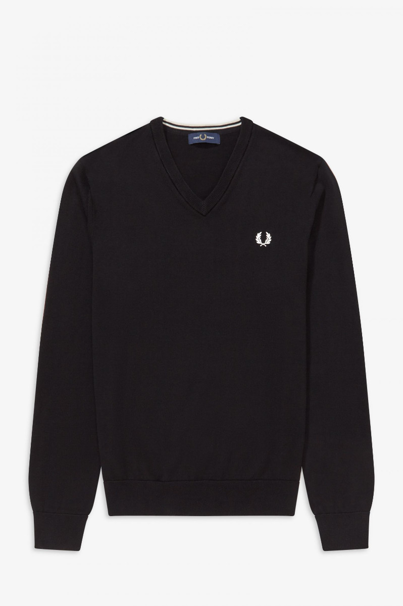 Fred Perry Pullover Classic V-Neck Black-XXL
