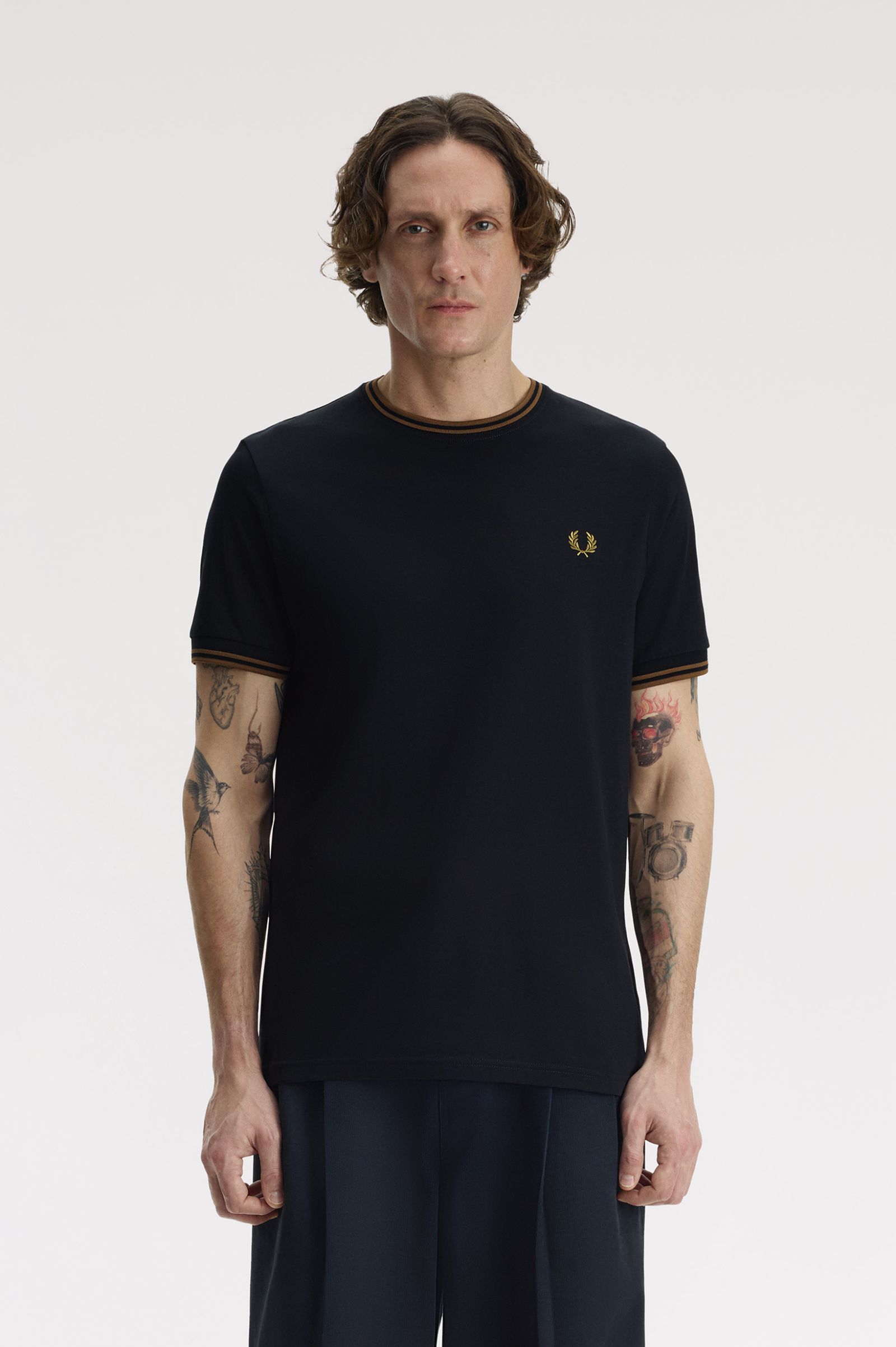 Fred Perry Twin Tipped T-Shirt (Navy/Bronze)