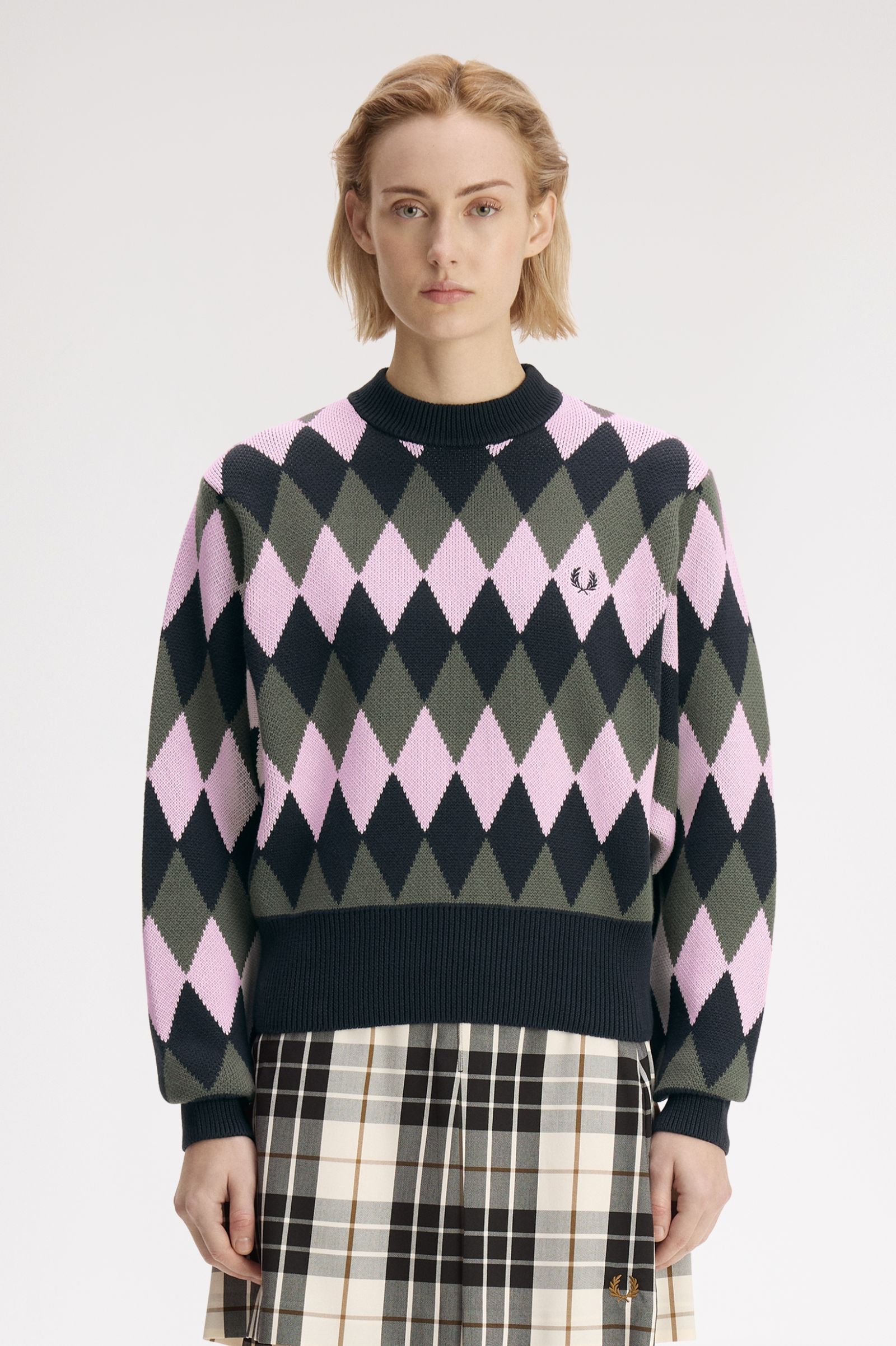Fred Perry Diamond Jacquard Jumper (Navy)