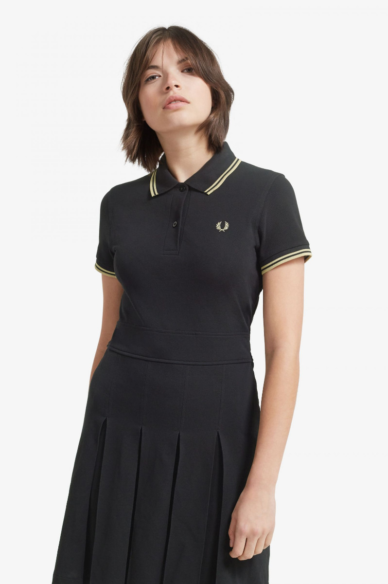 Fred Perry Pleated Pique Tennis Dress Black/Champagne-12