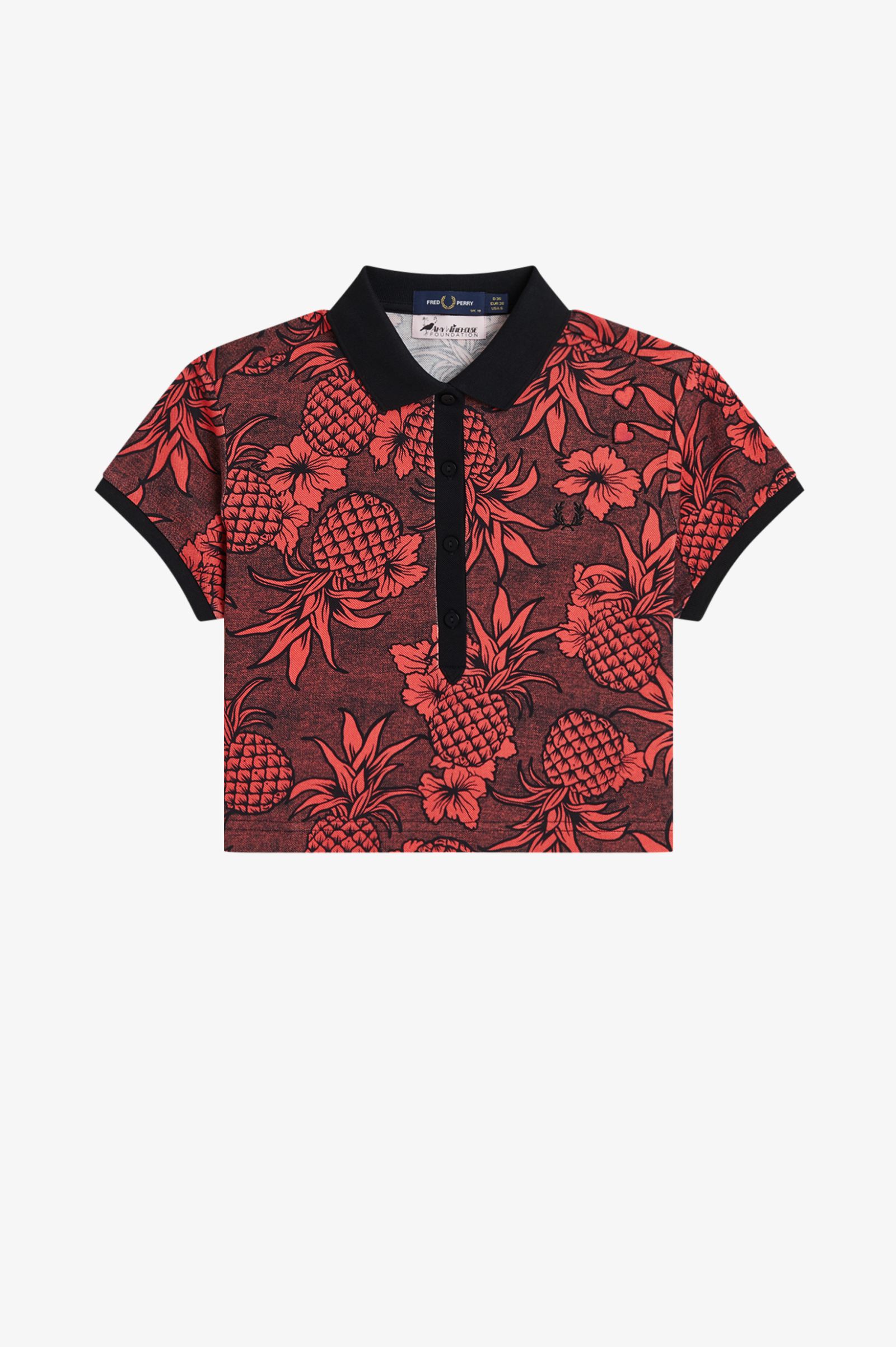 Fred Perry X Amy Winehouse Foundation Printed Polo Shirt (Strawberrycream)