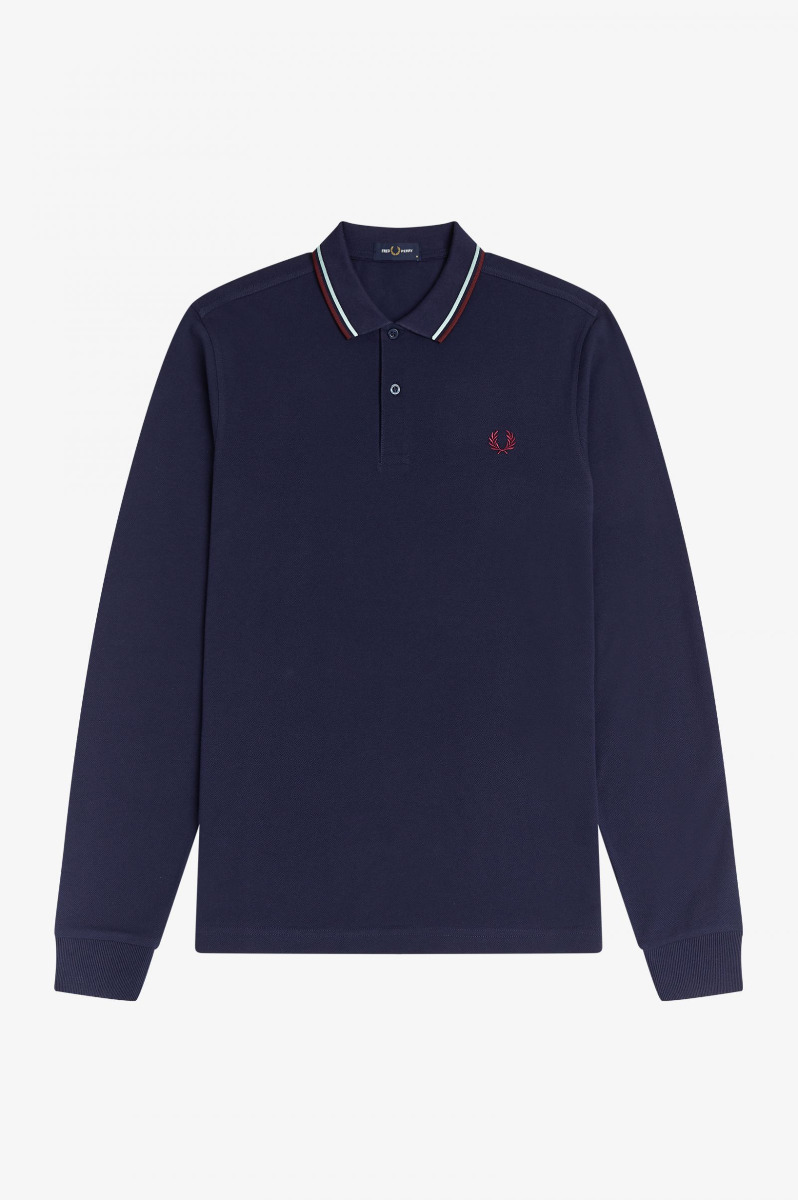 Fred Perry Twin Tipped LS Shirt Carbon Blue-XL