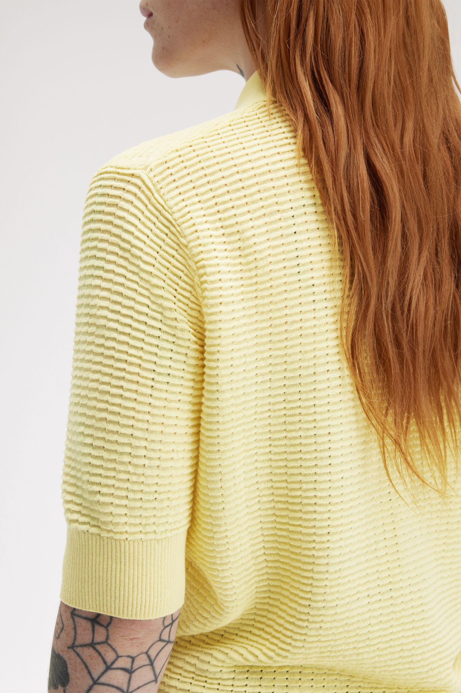 Fred Perry Texture Knit Polo Shirt in Champions Gold