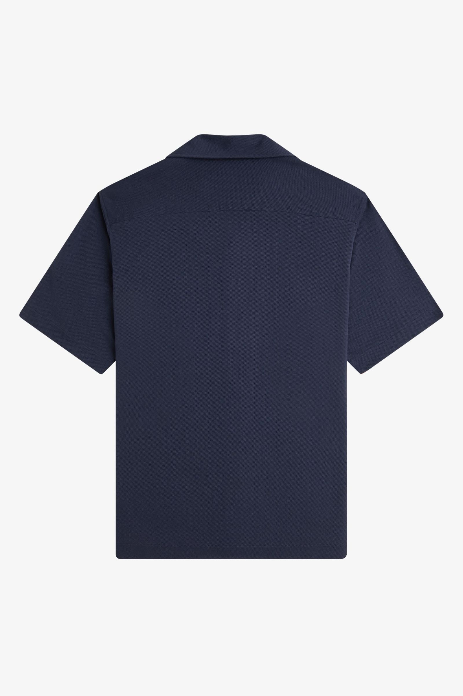Fred Perry Compress Mesh Revere Collar Shirt (Dark Airforce)