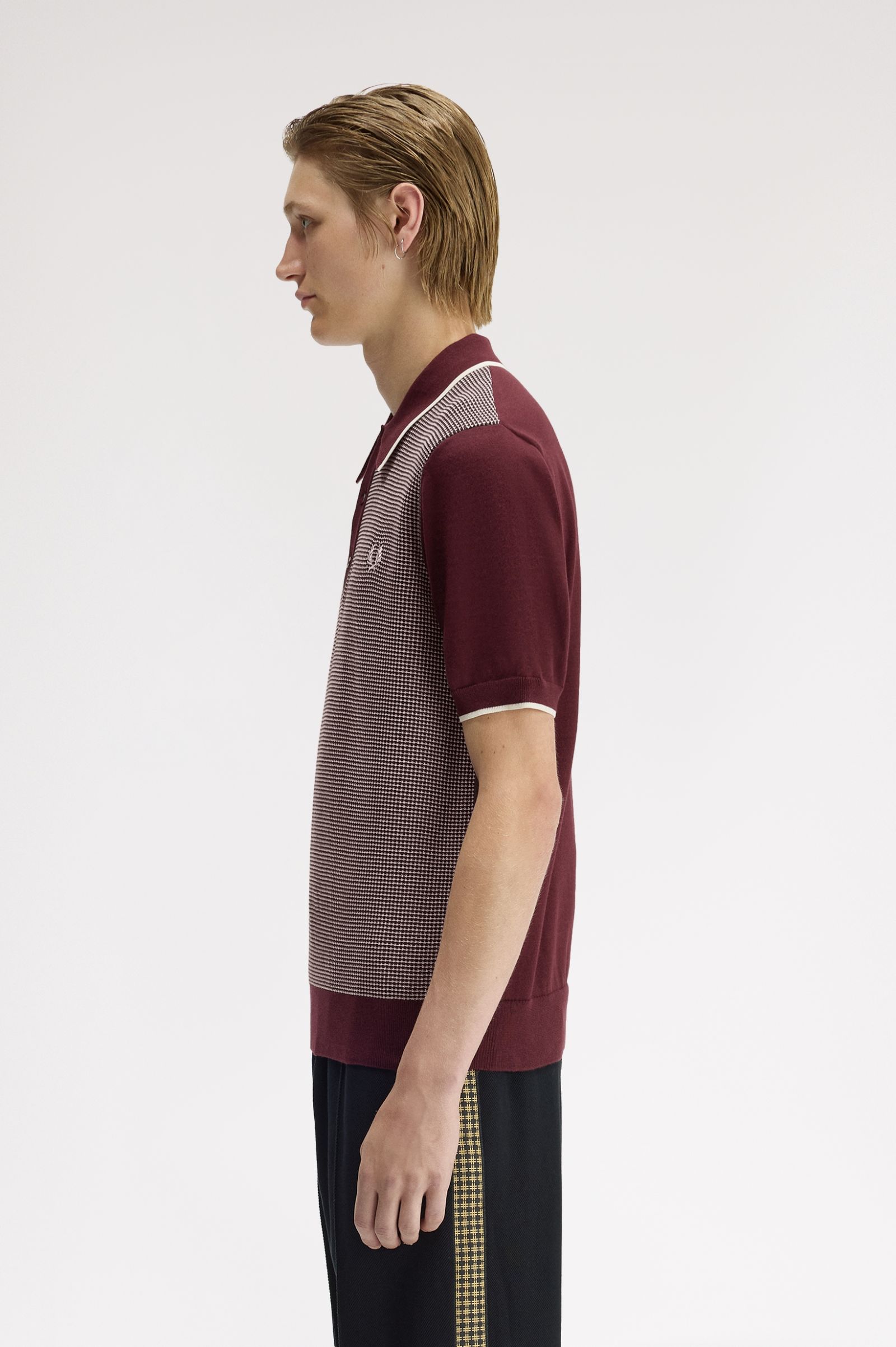 Fred Perry Tonic Waffle Knitted Shirt (Oxblood)