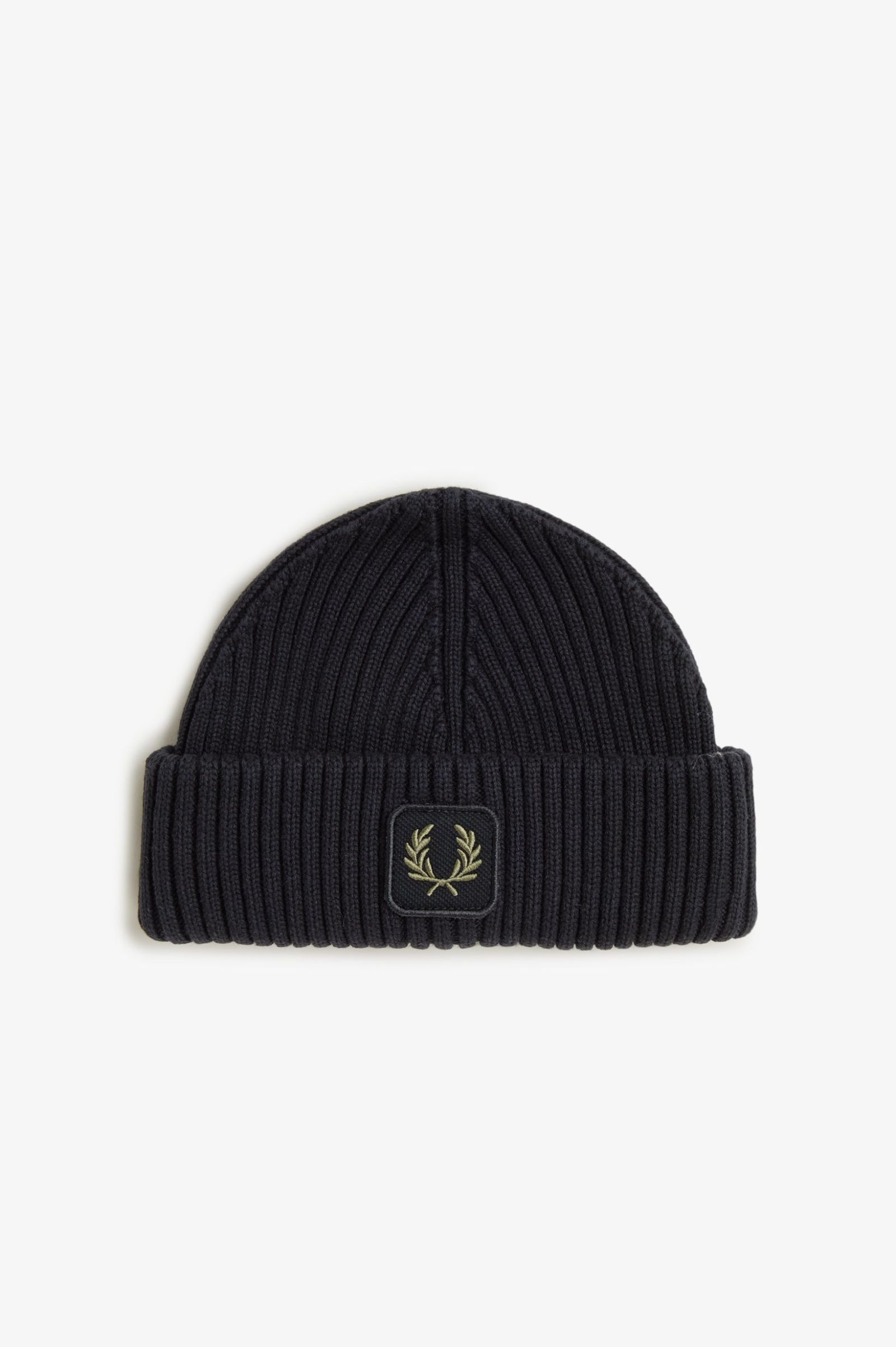 Fred Perry Cotton Ribbed Beanie (Black)