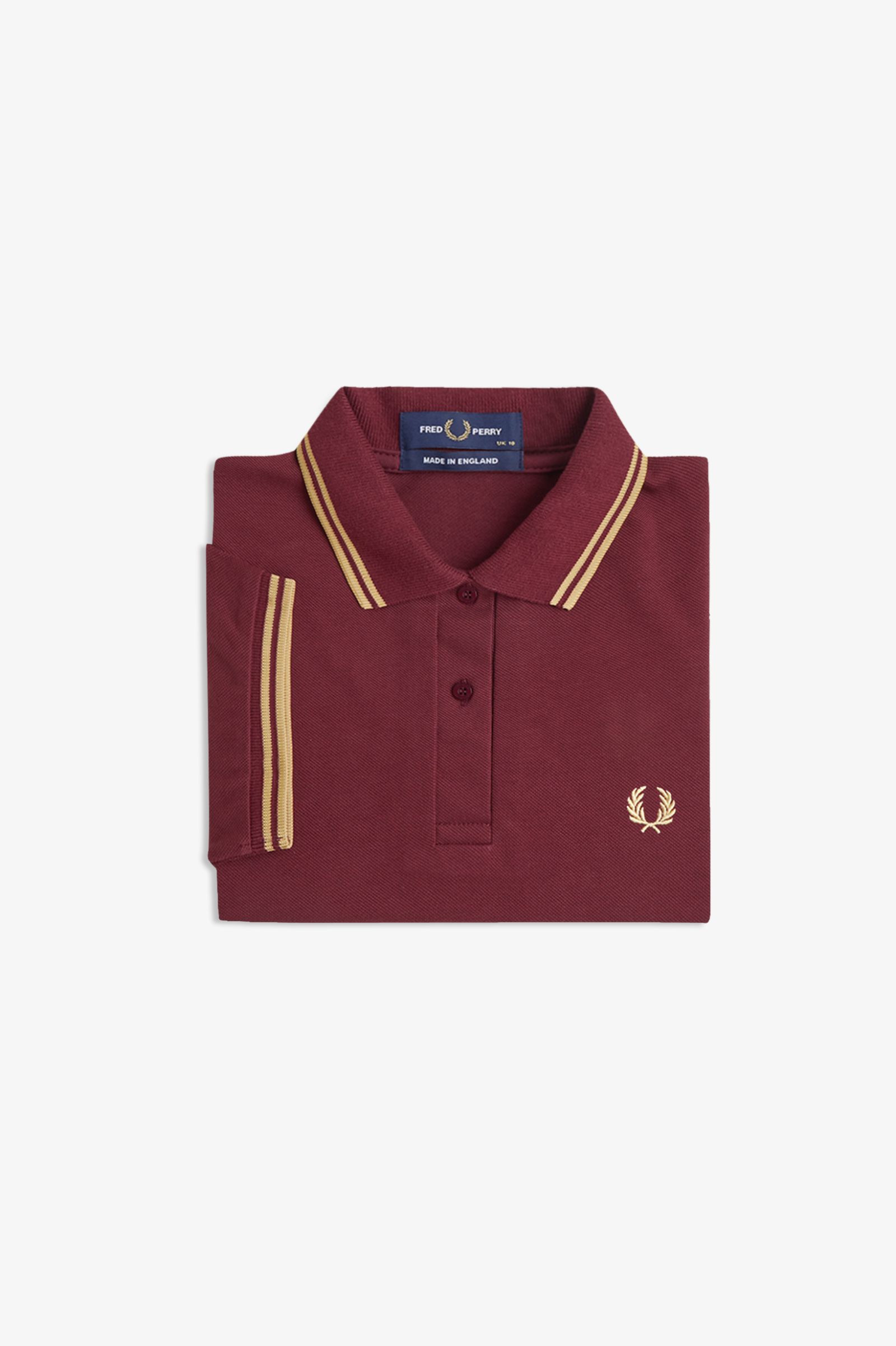 Fred Perry Made in England G12 Twin Tipped Polo Shirt (Maroon/Champagne/Champagne)