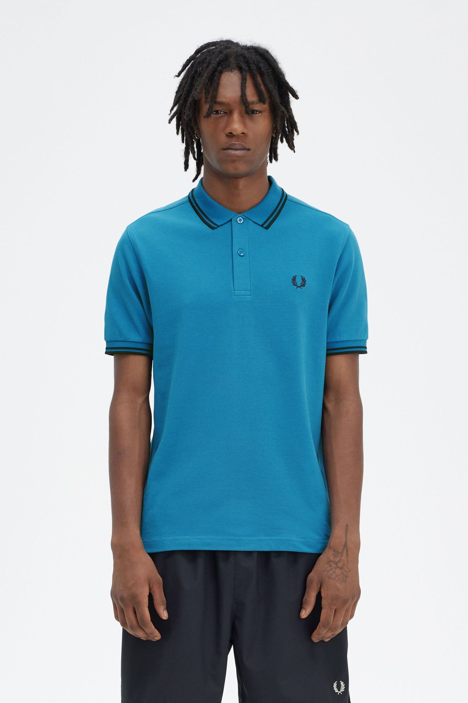 Fred Perry Twin Tipped Shirt M3600 in Ocean/Navy 