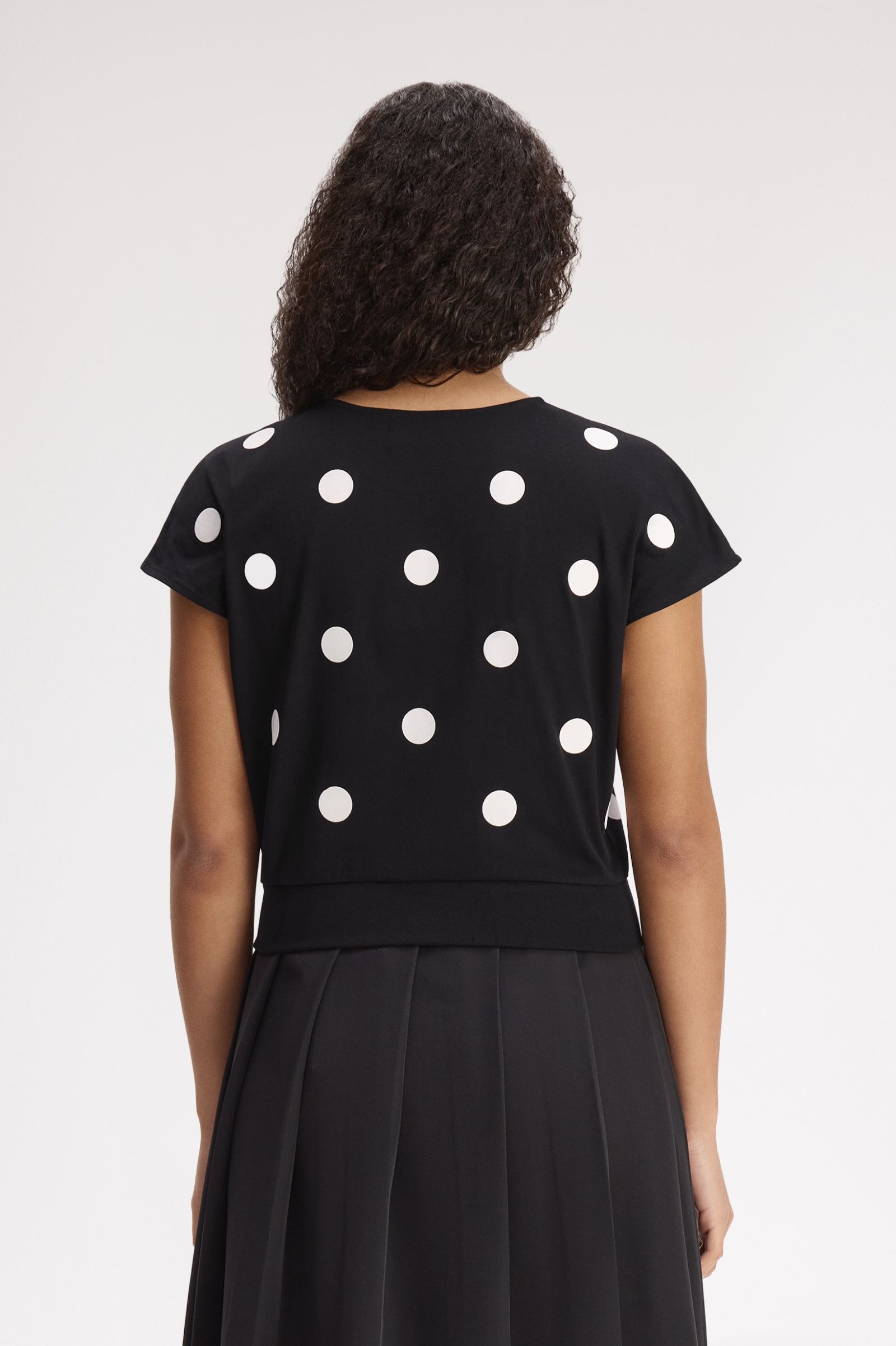 Fred Perry Amy Winehouse Flocked Polka Dot Top (Black)