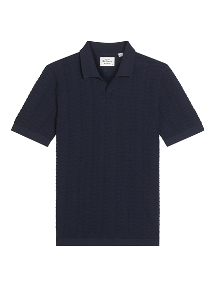 Ben Sherman Short Sleeve Wave Texture Polo (Dark Navy)