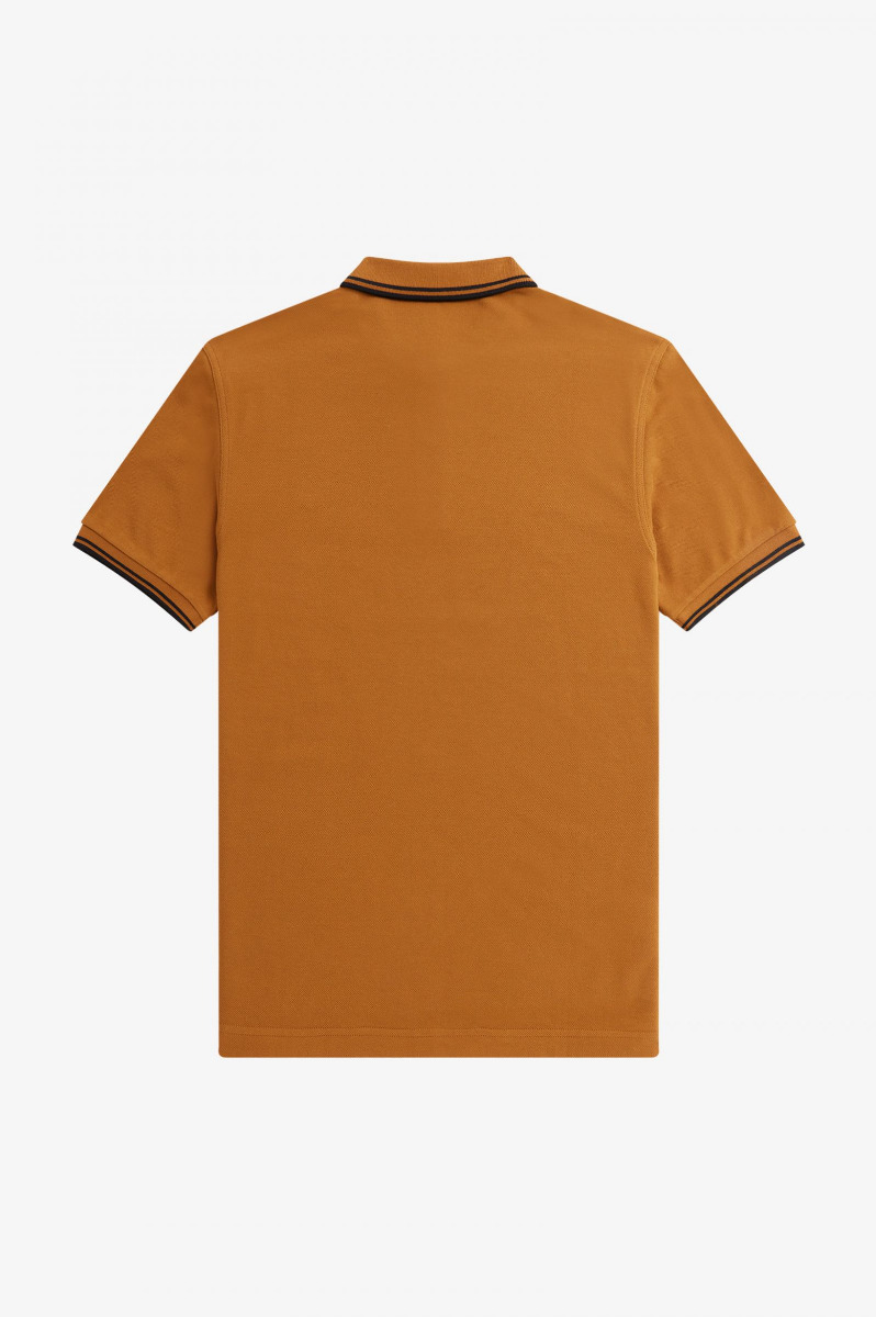 Fred Perry Twin Tipped Polo Shirt M3600 Dark Caramel/Black-M