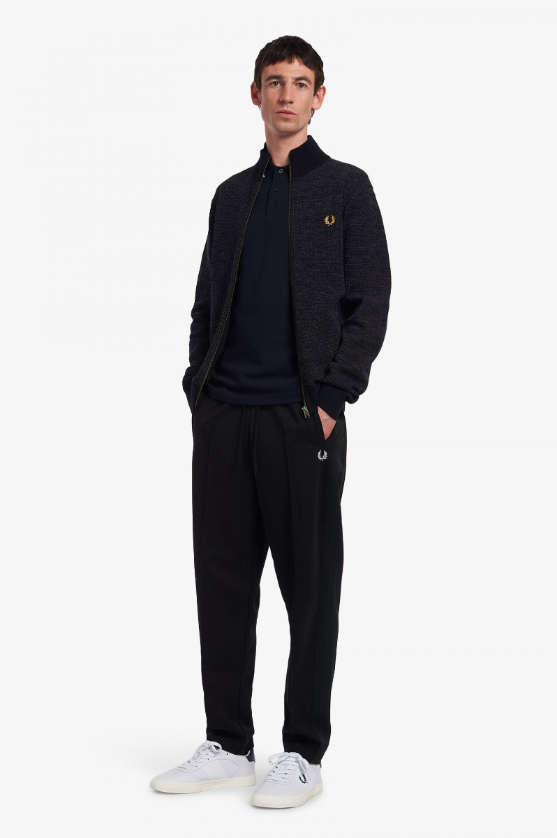 Fred Perry Textured Zip Through Cardigan Black-L