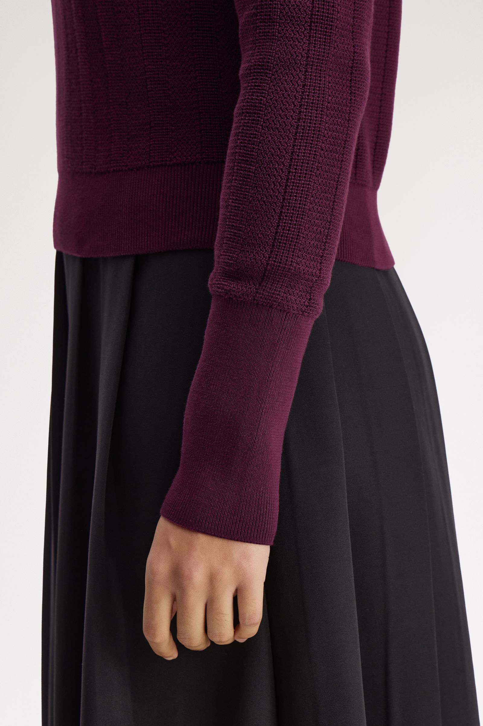 Fred Perry Textured Knitted Shirt (Plum)