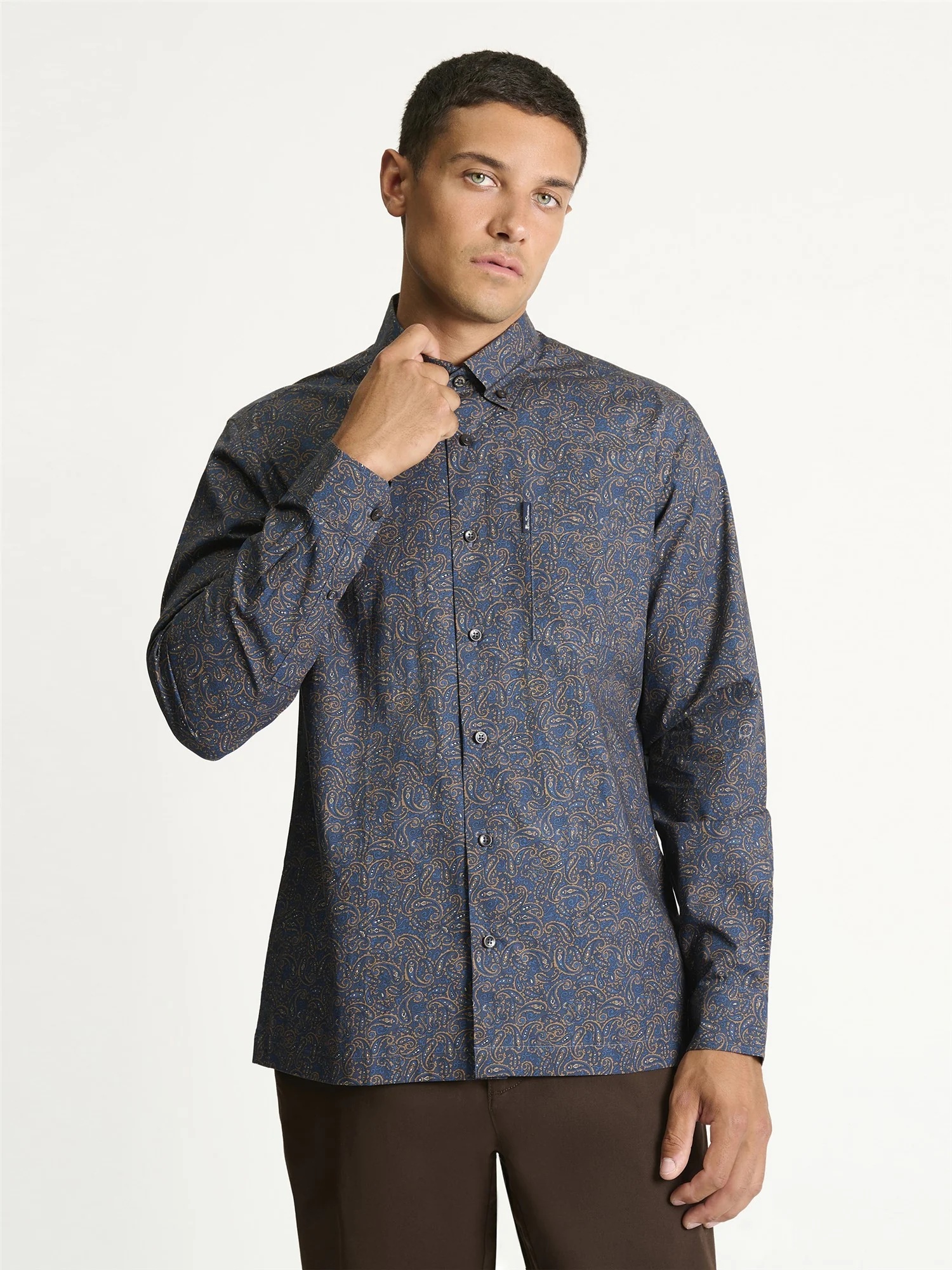 Ben Sherman Long Sleeve Paisley Print Shirt (Dark Navy) 
