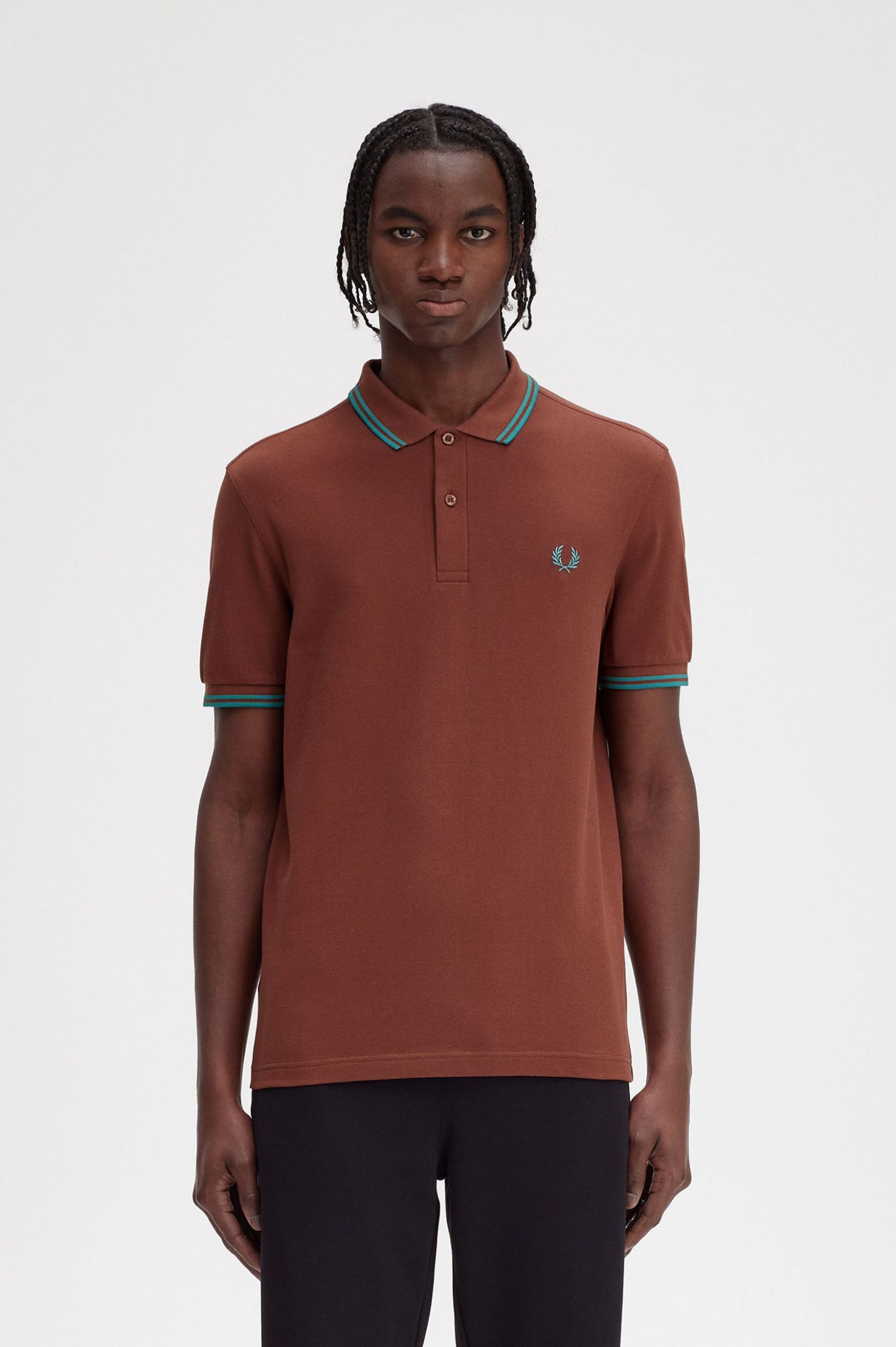 Twin Tipped Fred Perry Shirt in Whiskey Brown