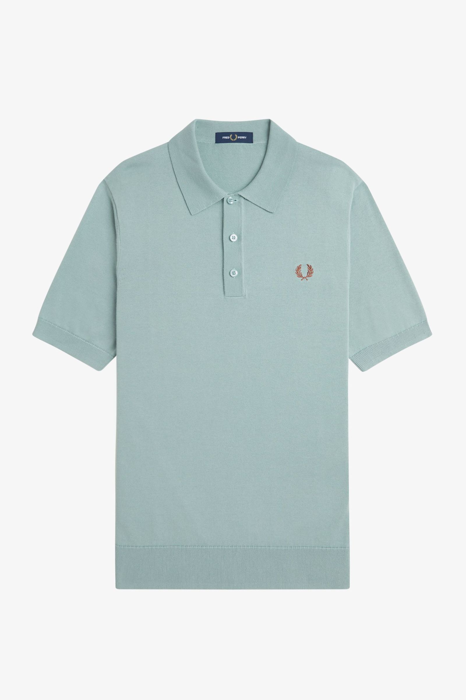 Fred Perry  Cotton Knitted Shirt in Silver Blue