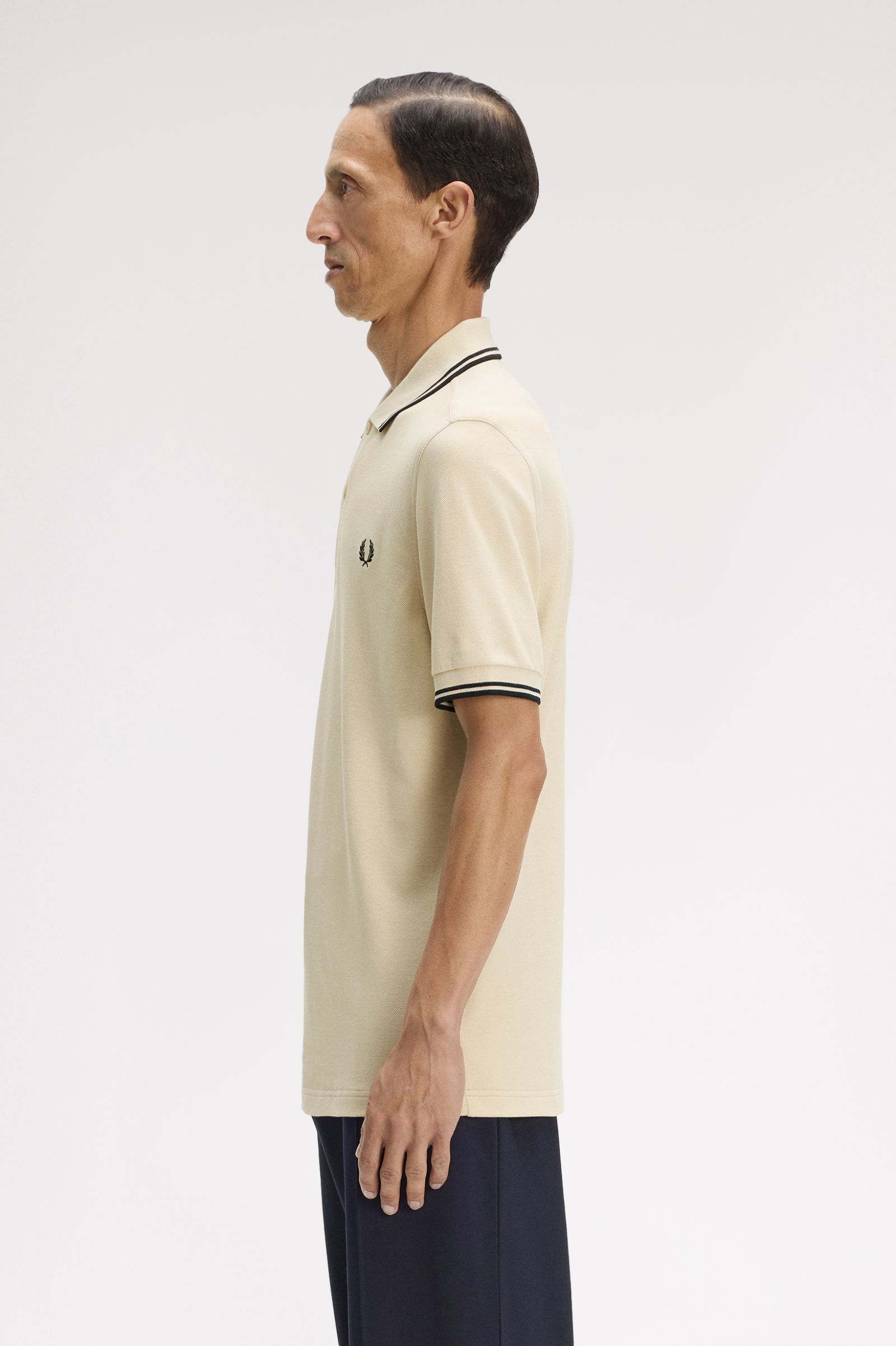 Fred Perry M3600 Polo Shirt (Oatmeal/Black/Black)