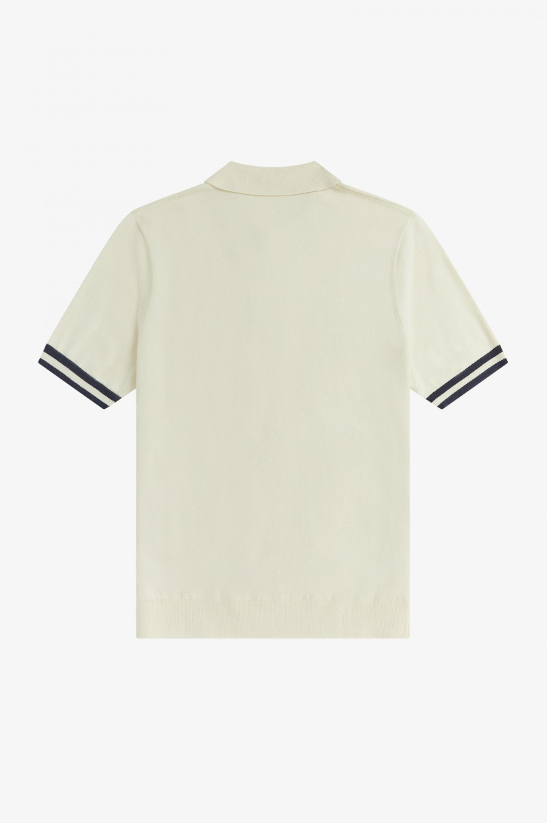 Fred Perry Tipping Texture Knitted Shirt Ecru