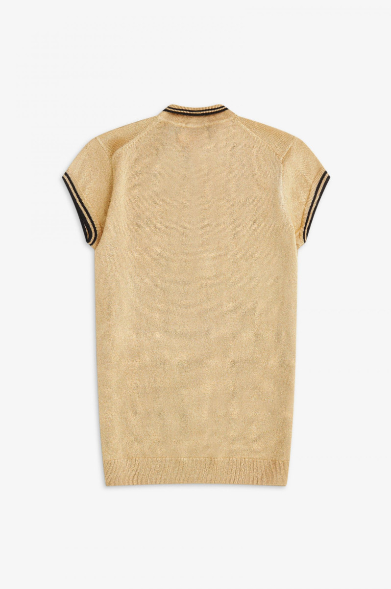 Fred Perry Strickshirt Gold-Metallic Amy Winehouse-S
