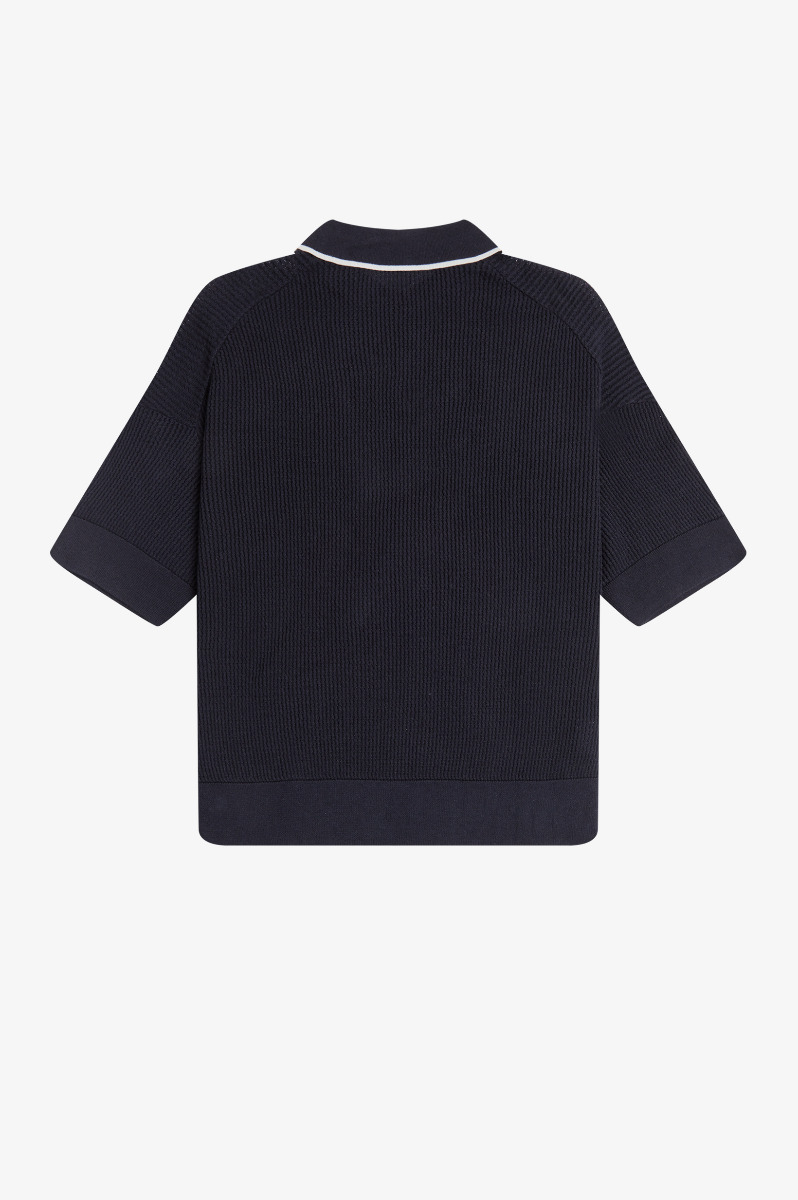 Fred Perry Tipped Collar Knitted Shirt K2108 Navy-12