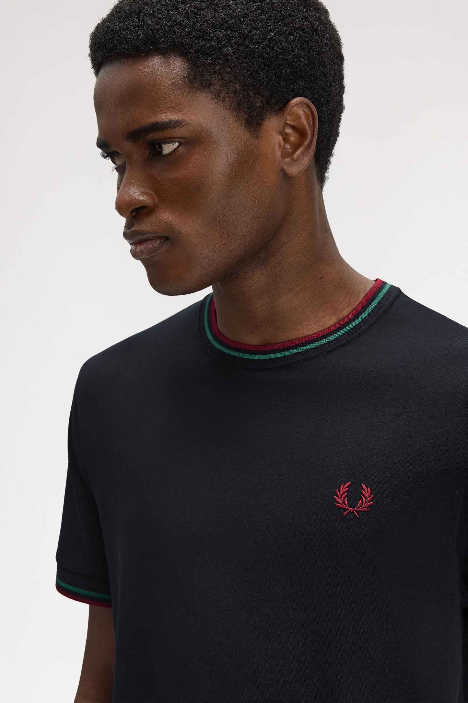 Fred Perry Twin Tipped T-Shirt in Navy/Sport Green/Burnt Red
