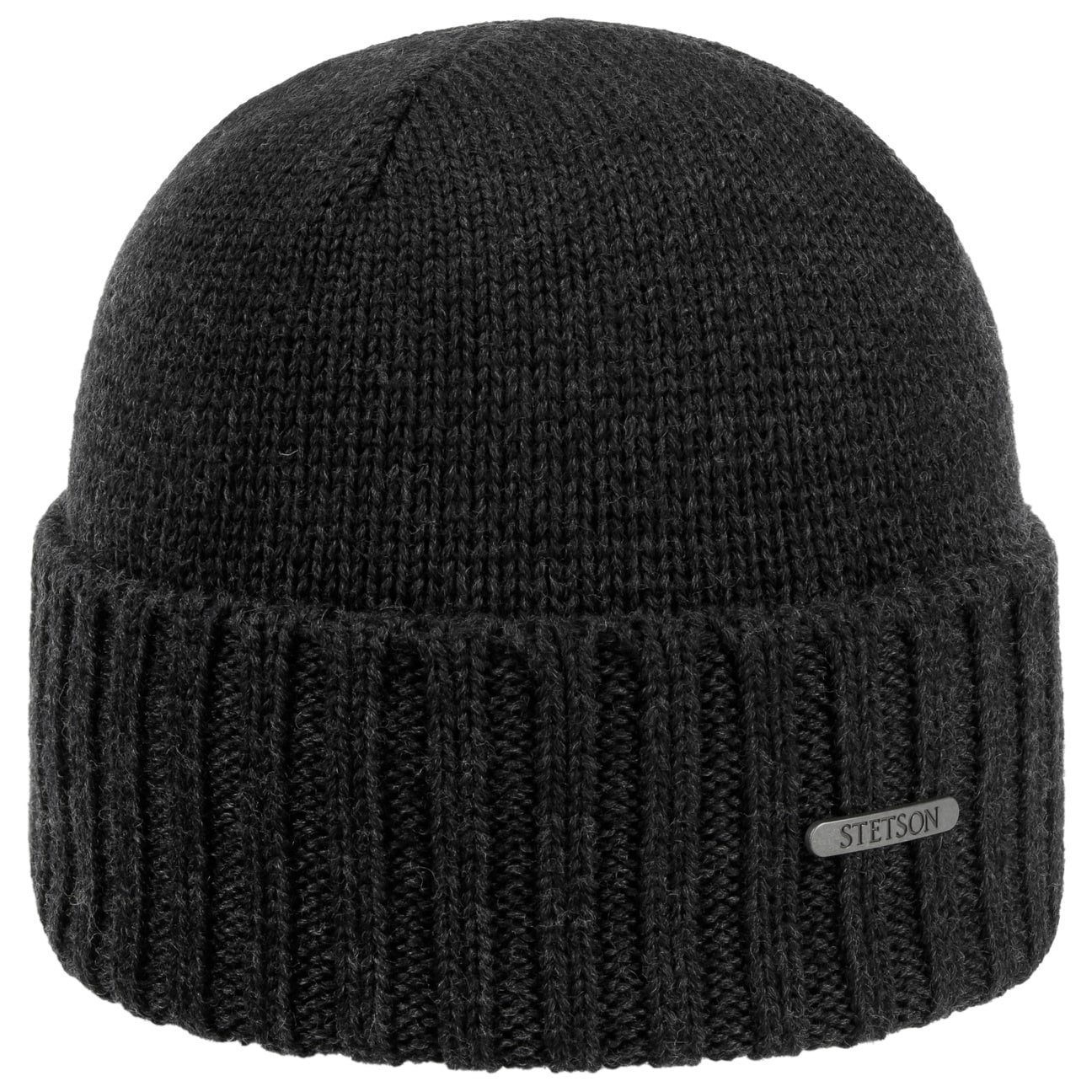 Stetson Norham Merino Beanie Hat with Cuff (Dark Grey)