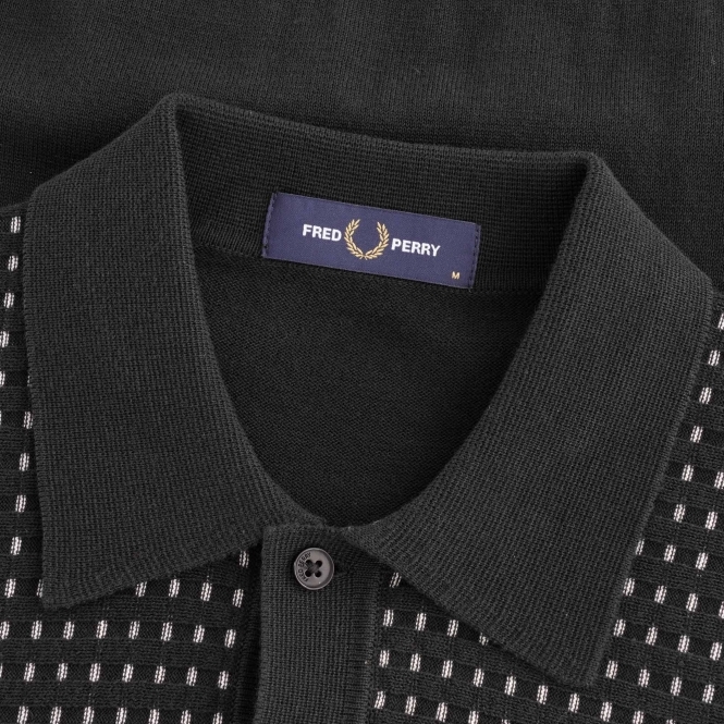 Fred Perry Polo Textured Knit Black-M