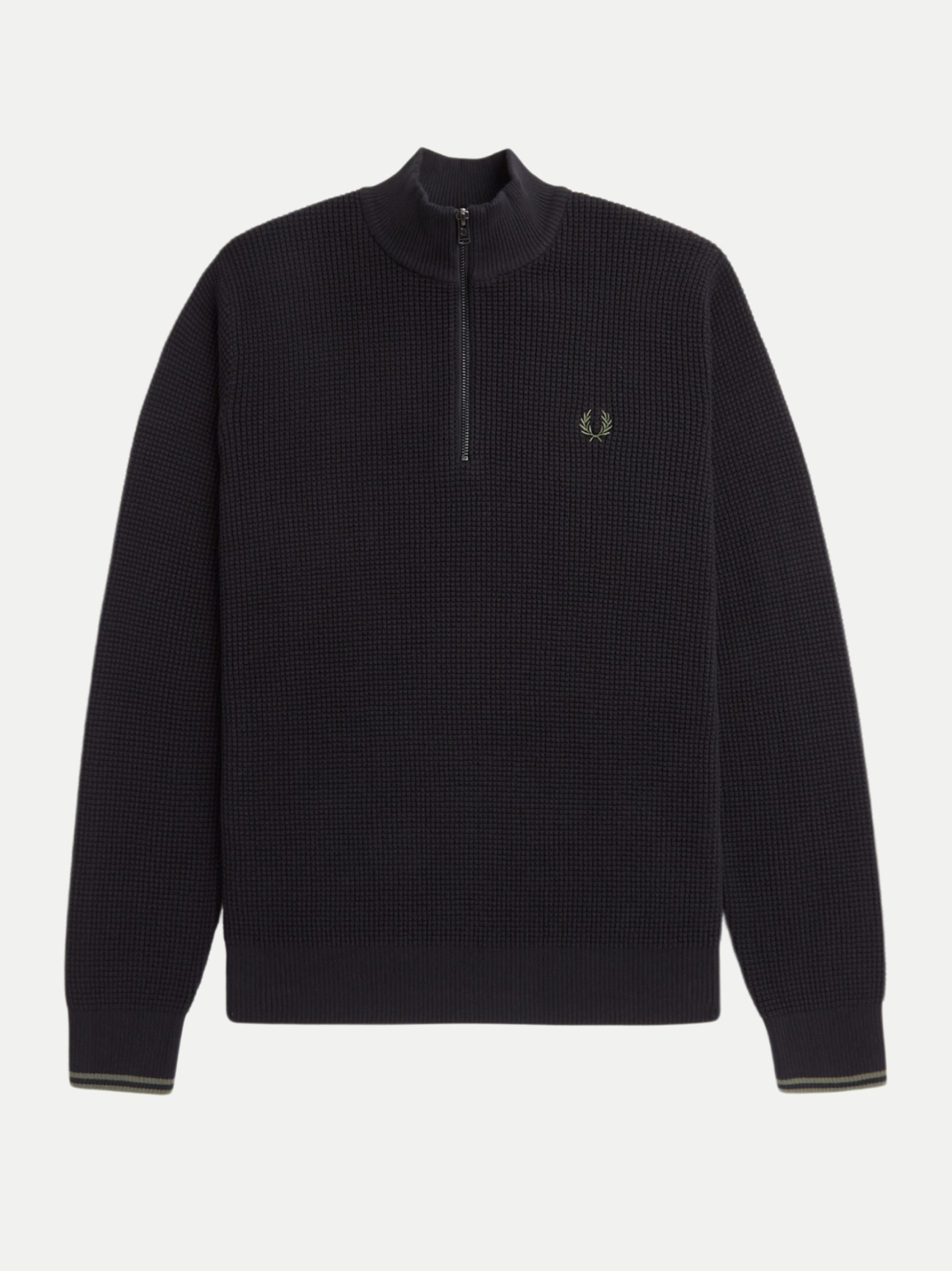 Fred Perry Waffle Stitch Half Zip Jumper (Black)