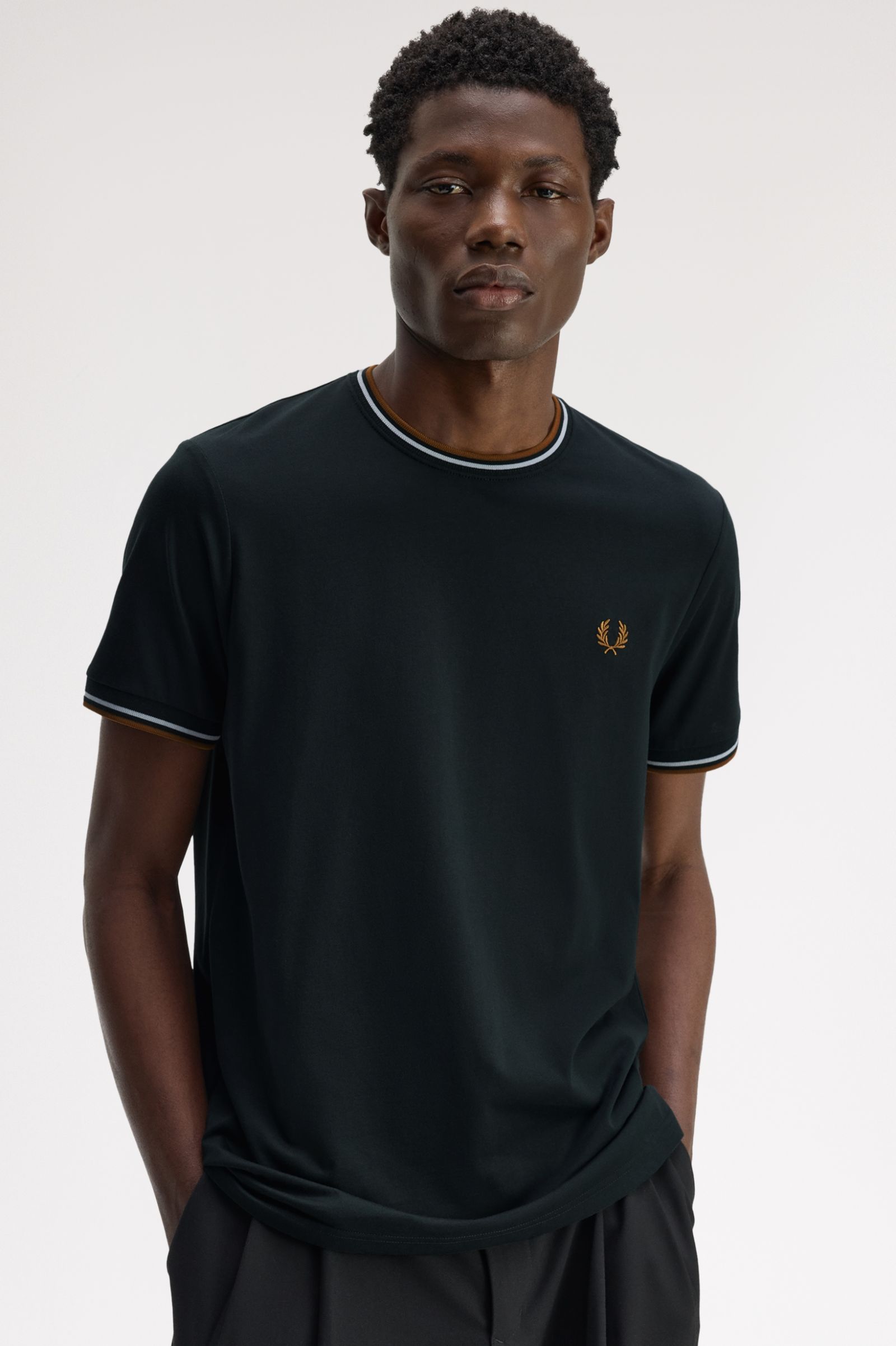 Fred Perry Twin Tipped T-Shirt (Night Green/Dusky Blue/Dark Caramel)