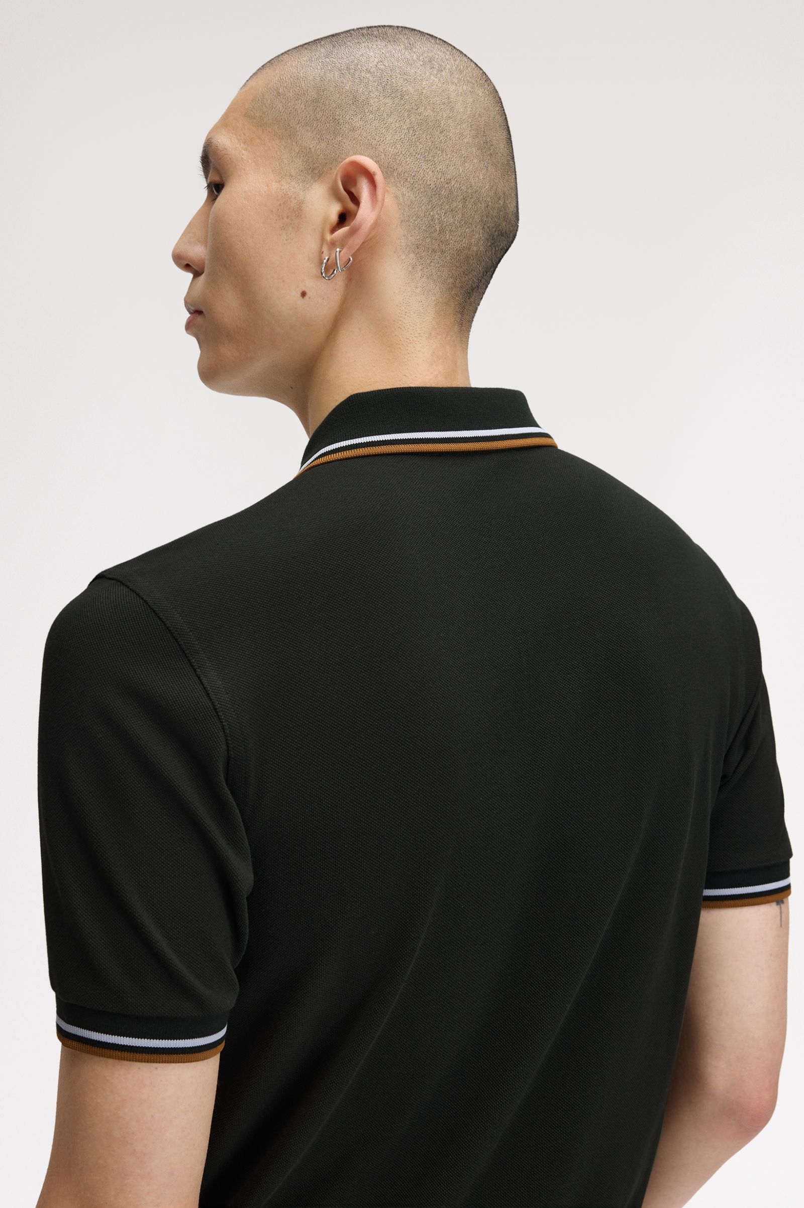 Fred Perry M3600 Twin Tipped Polo Shirt (Night Green/Dusky Blue/Dark Caramel)