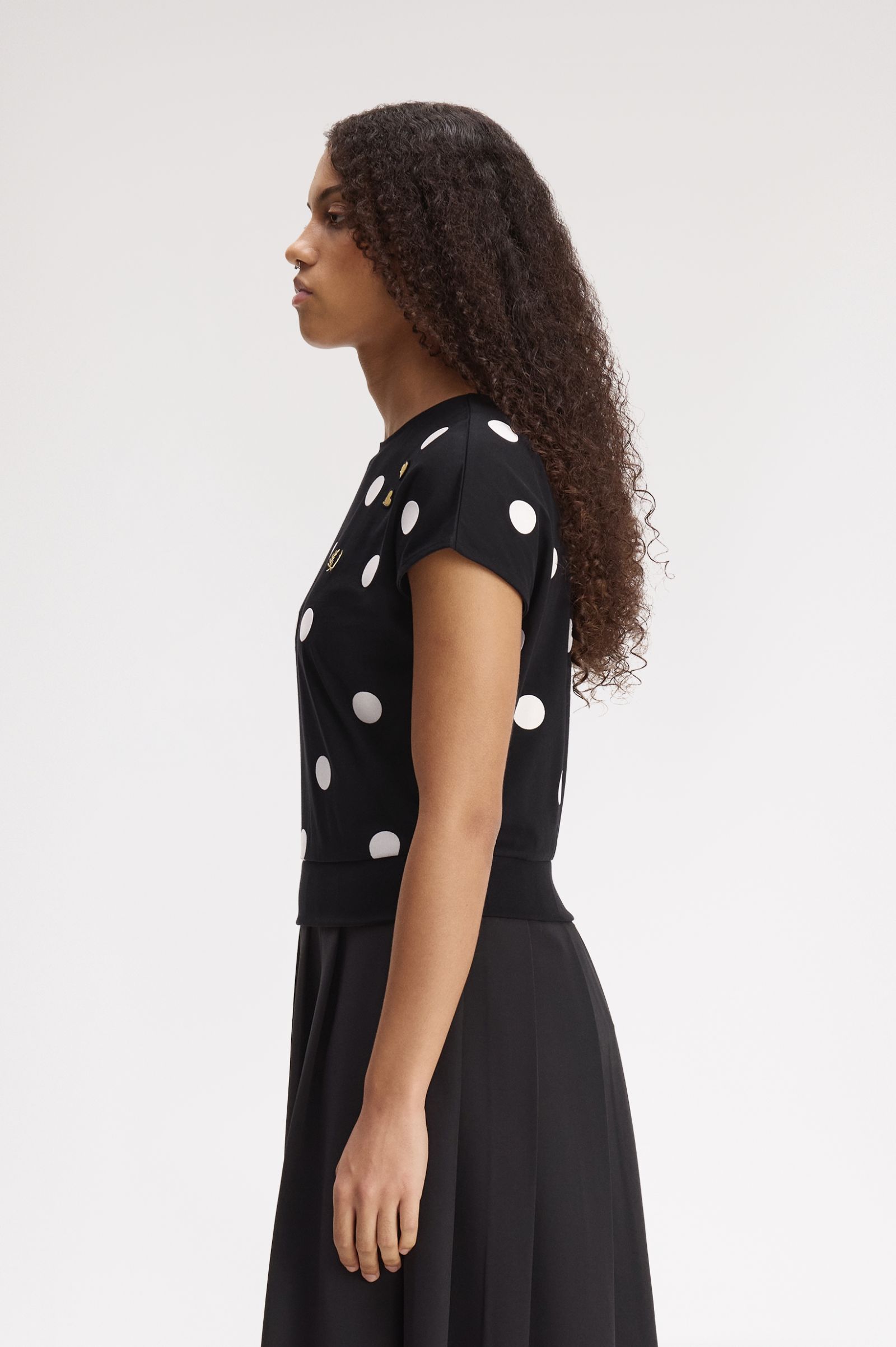 Fred Perry Amy Winehouse Flocked Polka Dot Top (Black)