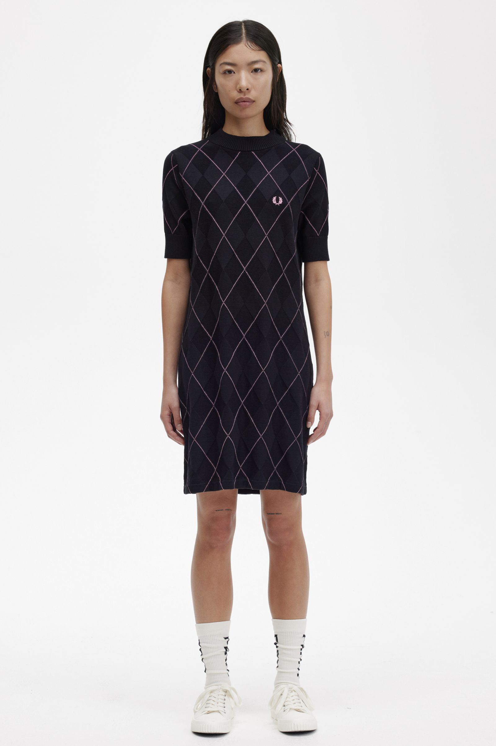 Fred Perry Kleid Argyle Knitted in Black