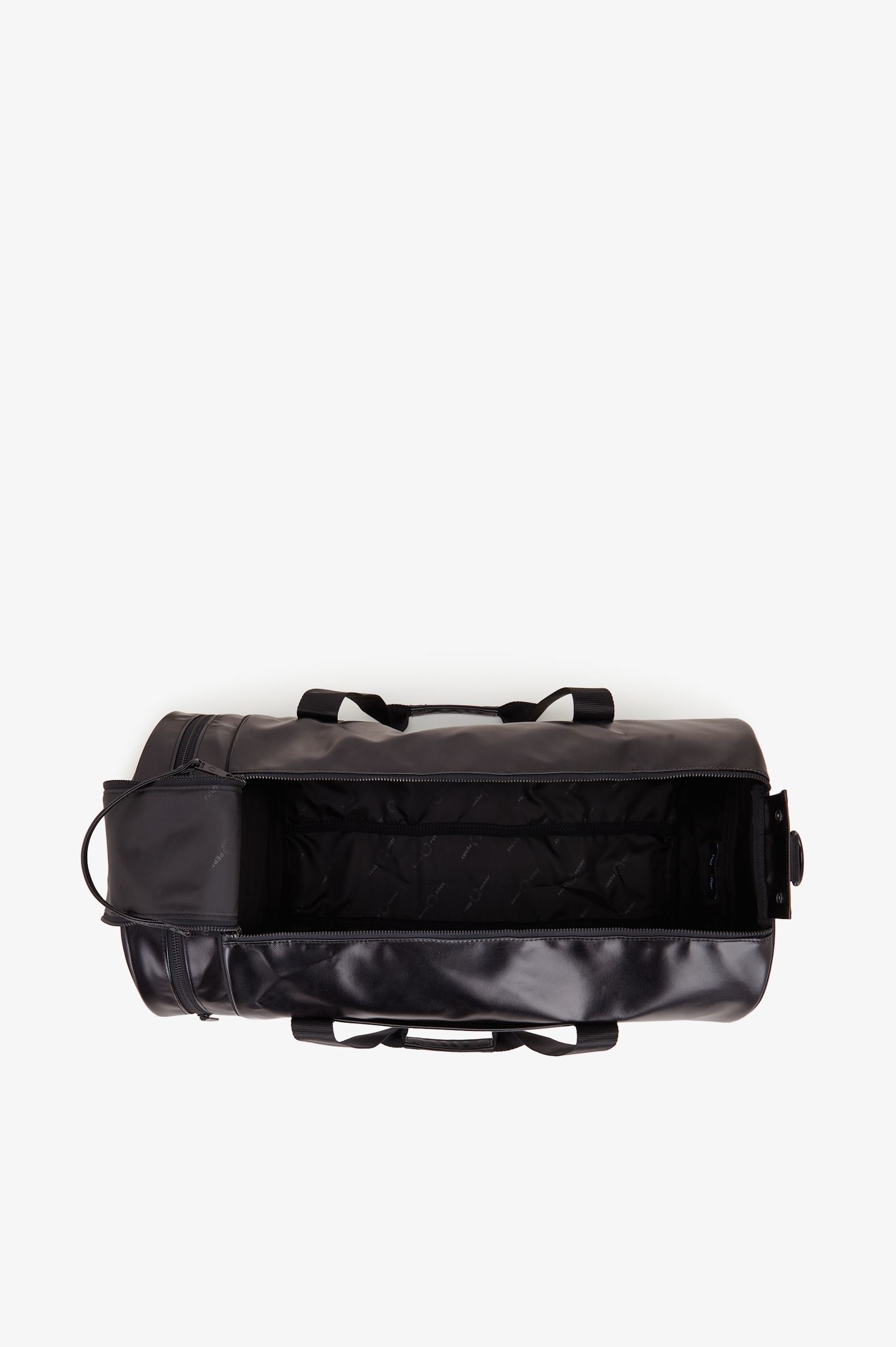 Fred Perry Tonal Large Barrel Bag In Black 