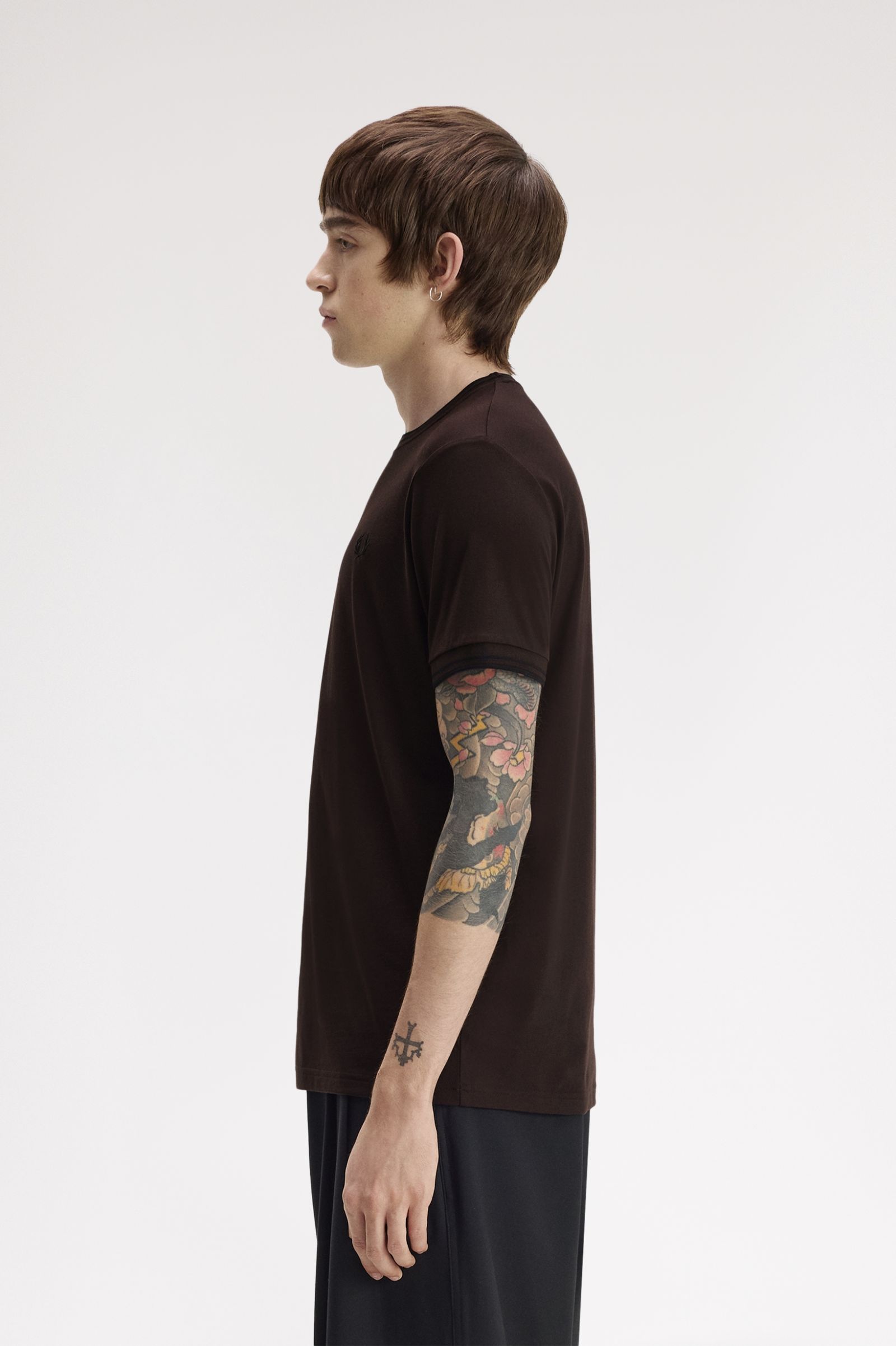 Fred Perry Twin Tipped T-Shirt (Rich Brown/Black)