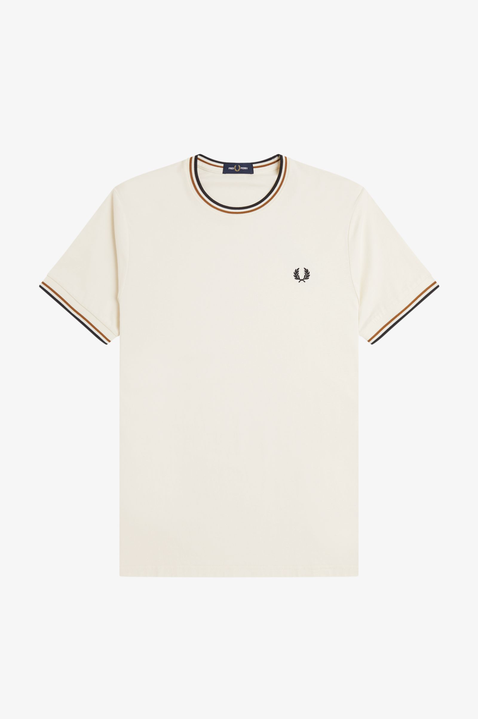 Fred Perry Twin Tipped T-Shirt (Ecru/Dark Caramel/Black)