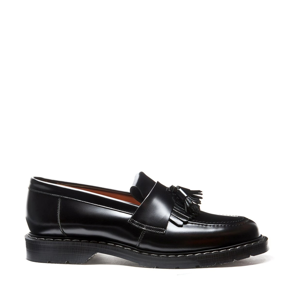 Solovair Black Hi-Shine Tassel Loafer