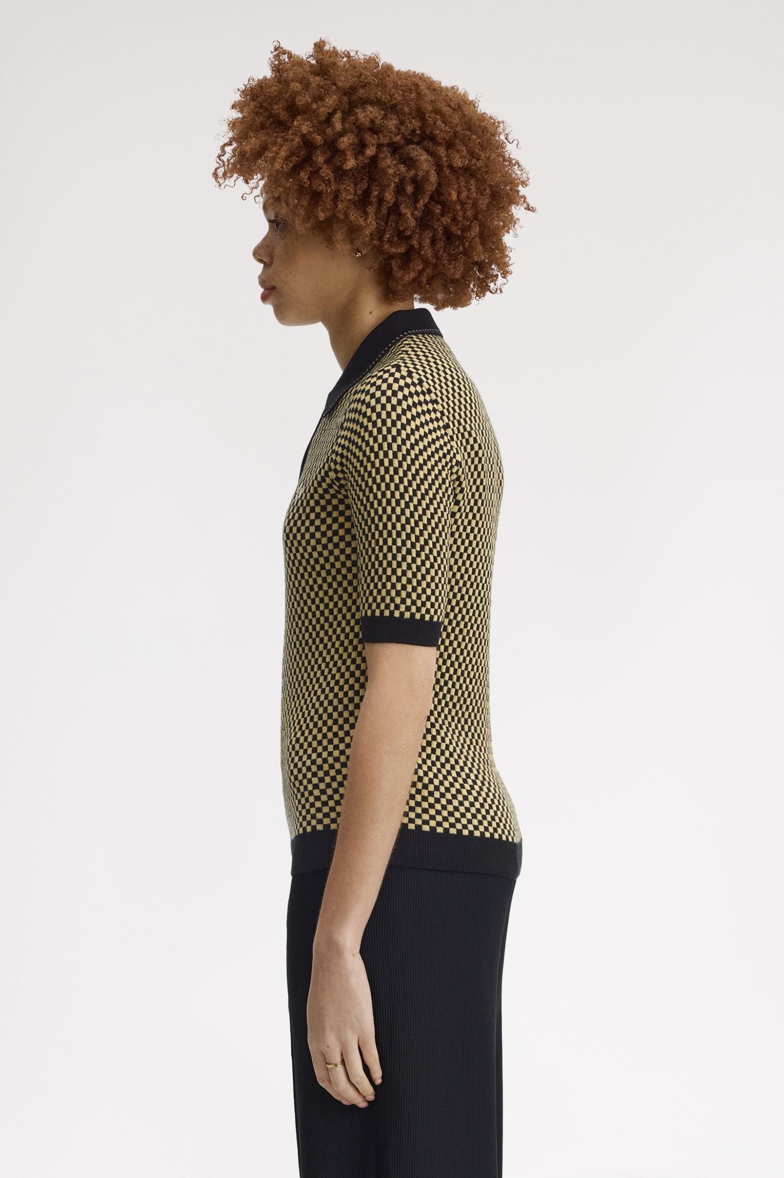 Fred Perry Chequerboard Knitted Shirt (Black)