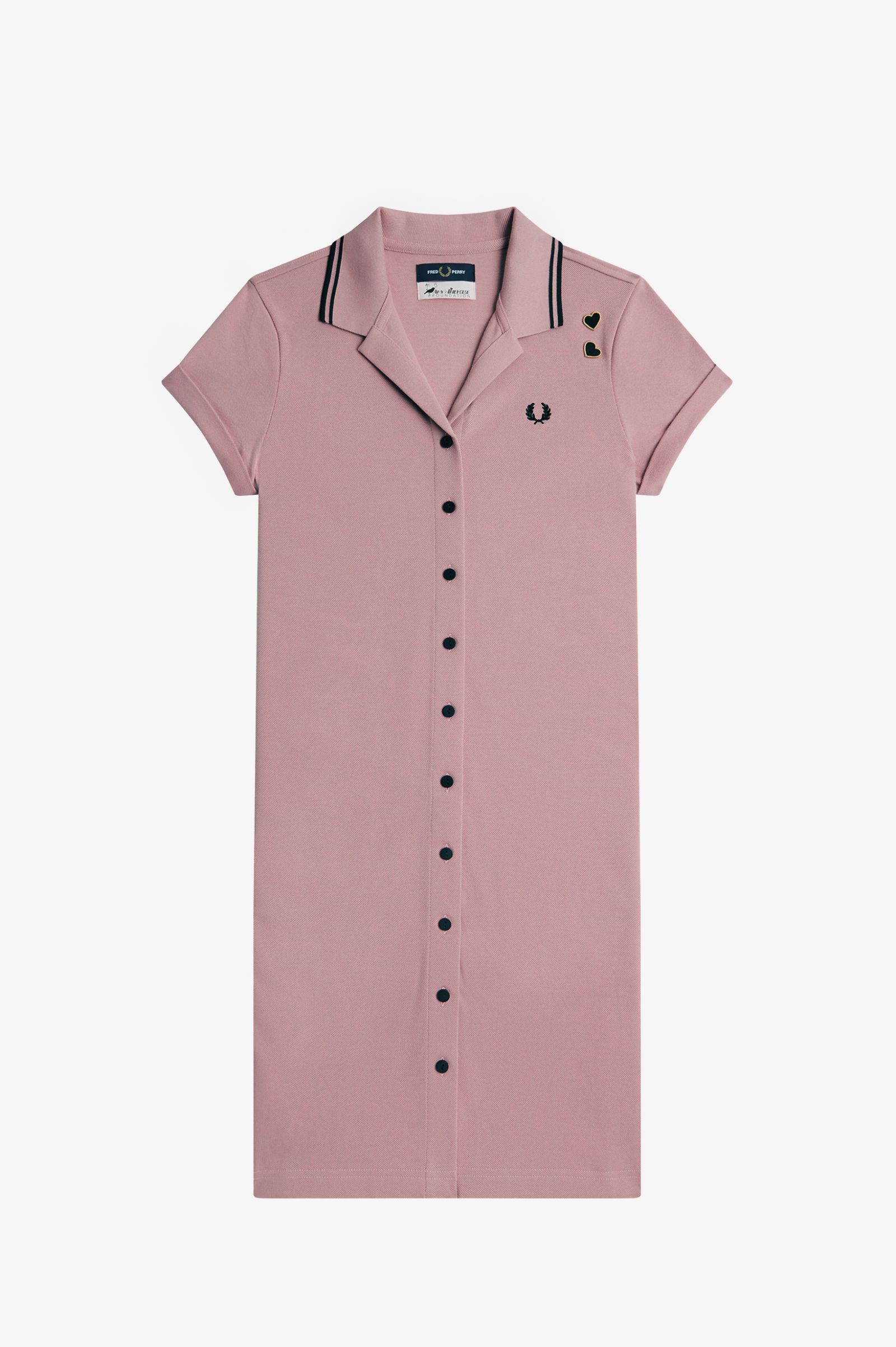 Fred Perry Amy Winehouse Button- Thru Dress in Dusty Rose Pink