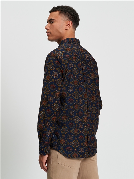 Ben Sherman Foulard Print Cord  Shirt (Khaki)
