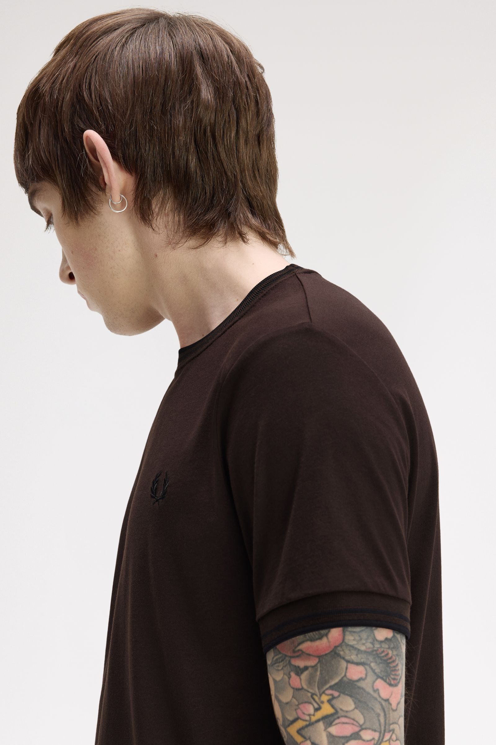 Fred Perry Twin Tipped T-Shirt (Rich Brown/Black)