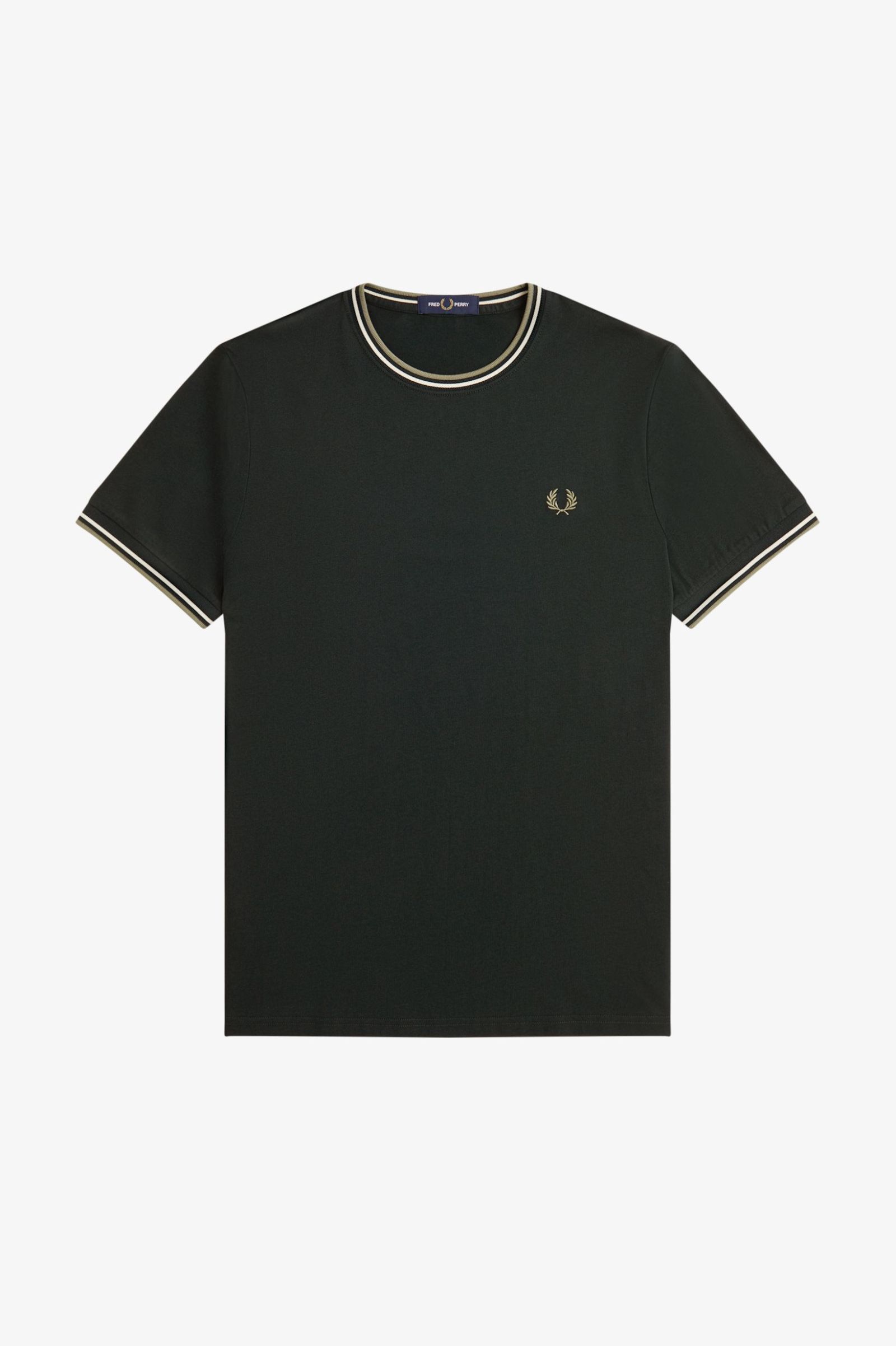 Fred Perry Twin Tipped T-Shirt in Night Green/Light Ecru/Olive Mint 