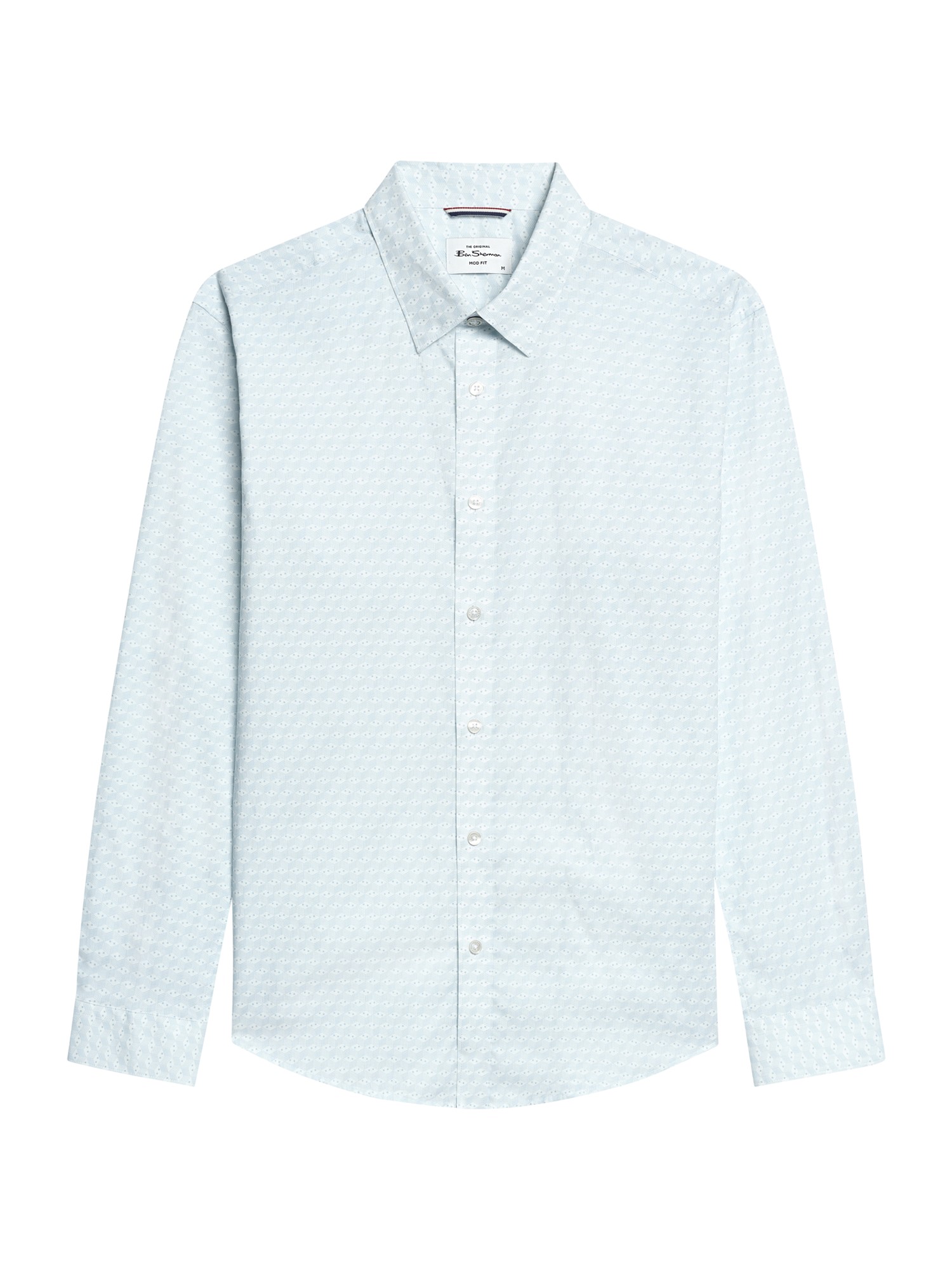 Ben Sherman Long Sleeve Optic Geo Print Shirt (Snow White)