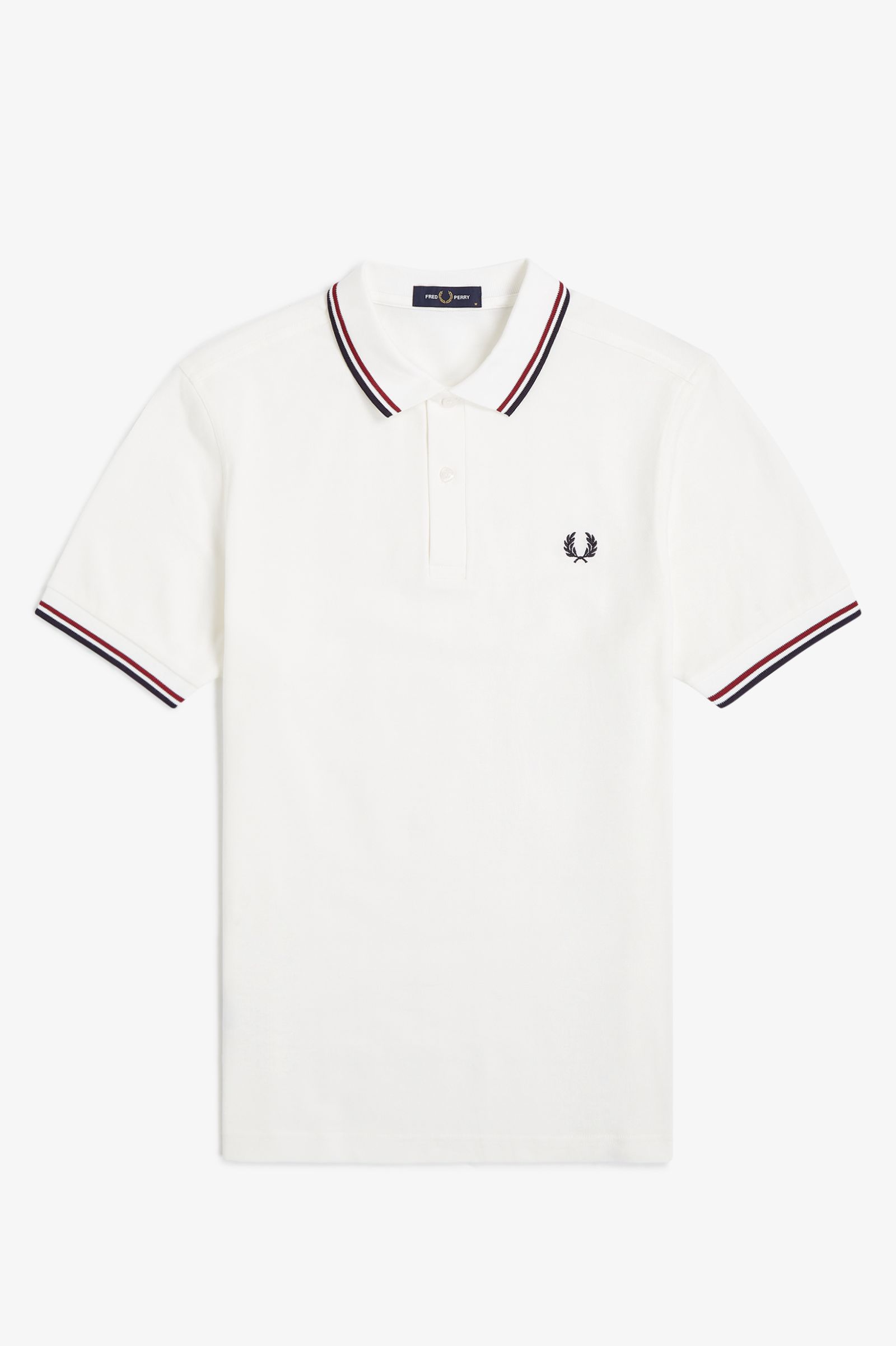 Fred Perry Twin Tipped M3600 Shirt in Snow White/Burnt Red/Navy 