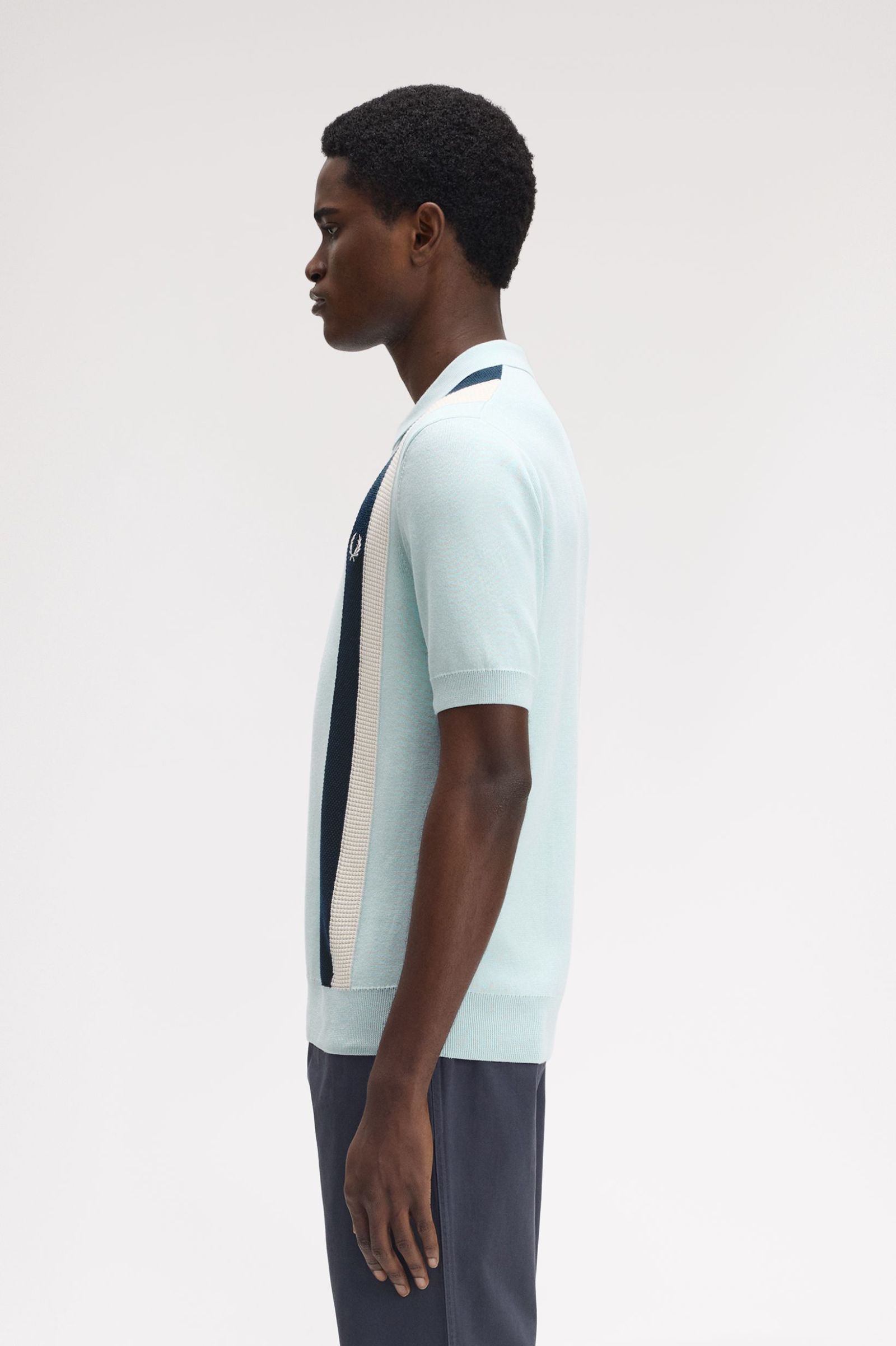 Fred Perry Multi Texture Knitted Shirt (Light Ice)