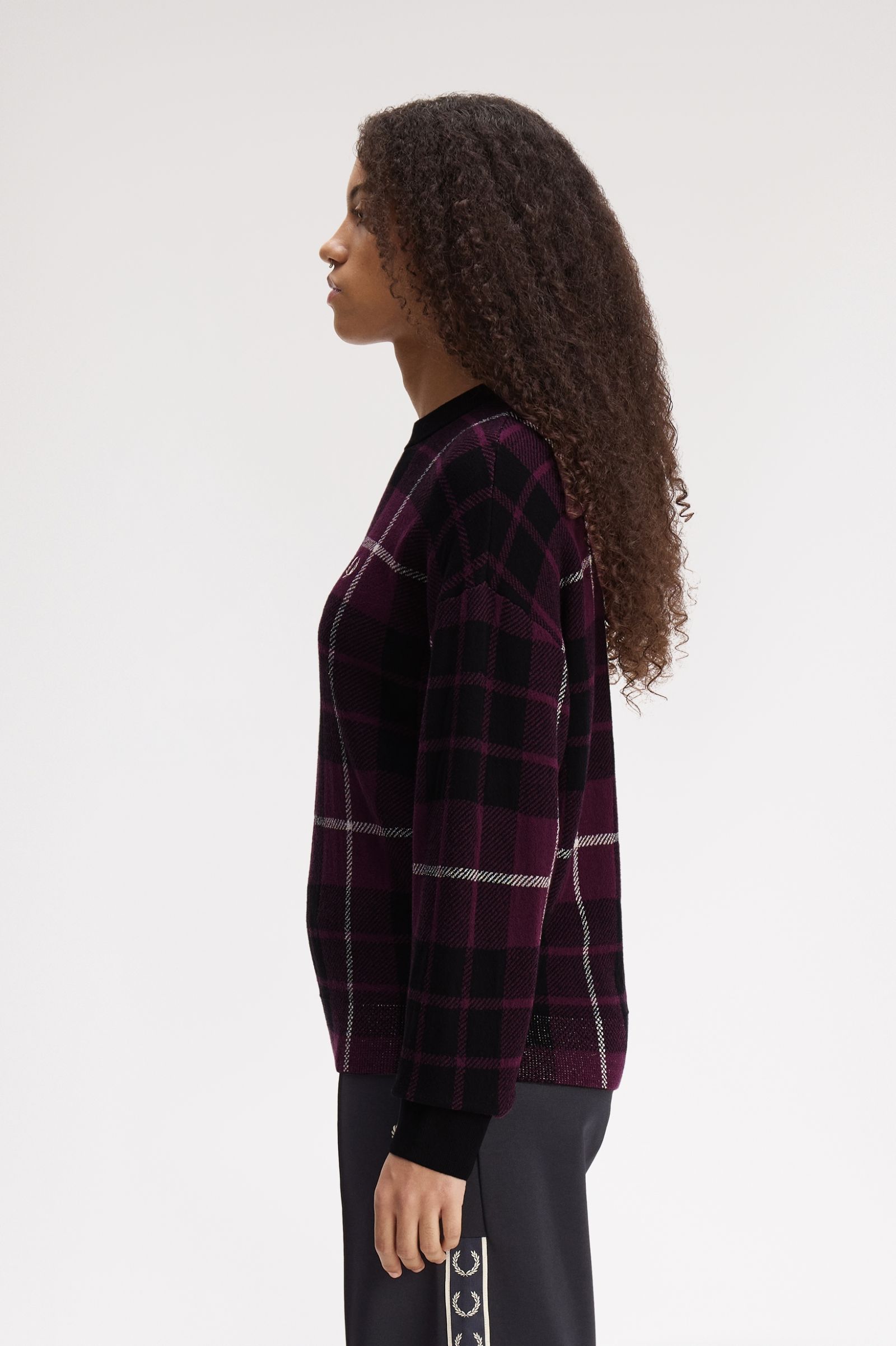Fred Perry Boucle Tartan Jumper (Plum)