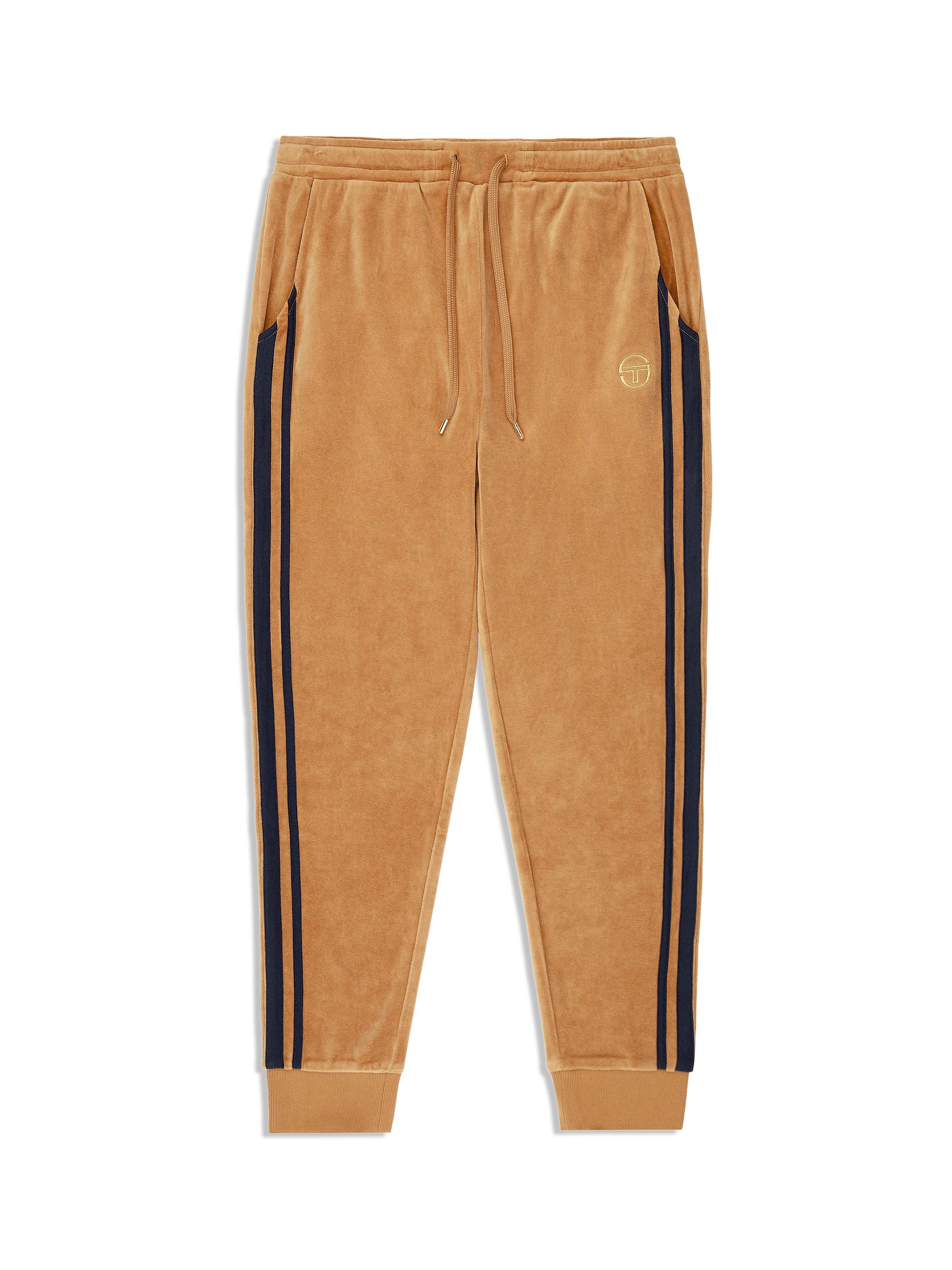 Sergio Tacchini Damarindo Velour Track Pant in Almond/Maritime Blue